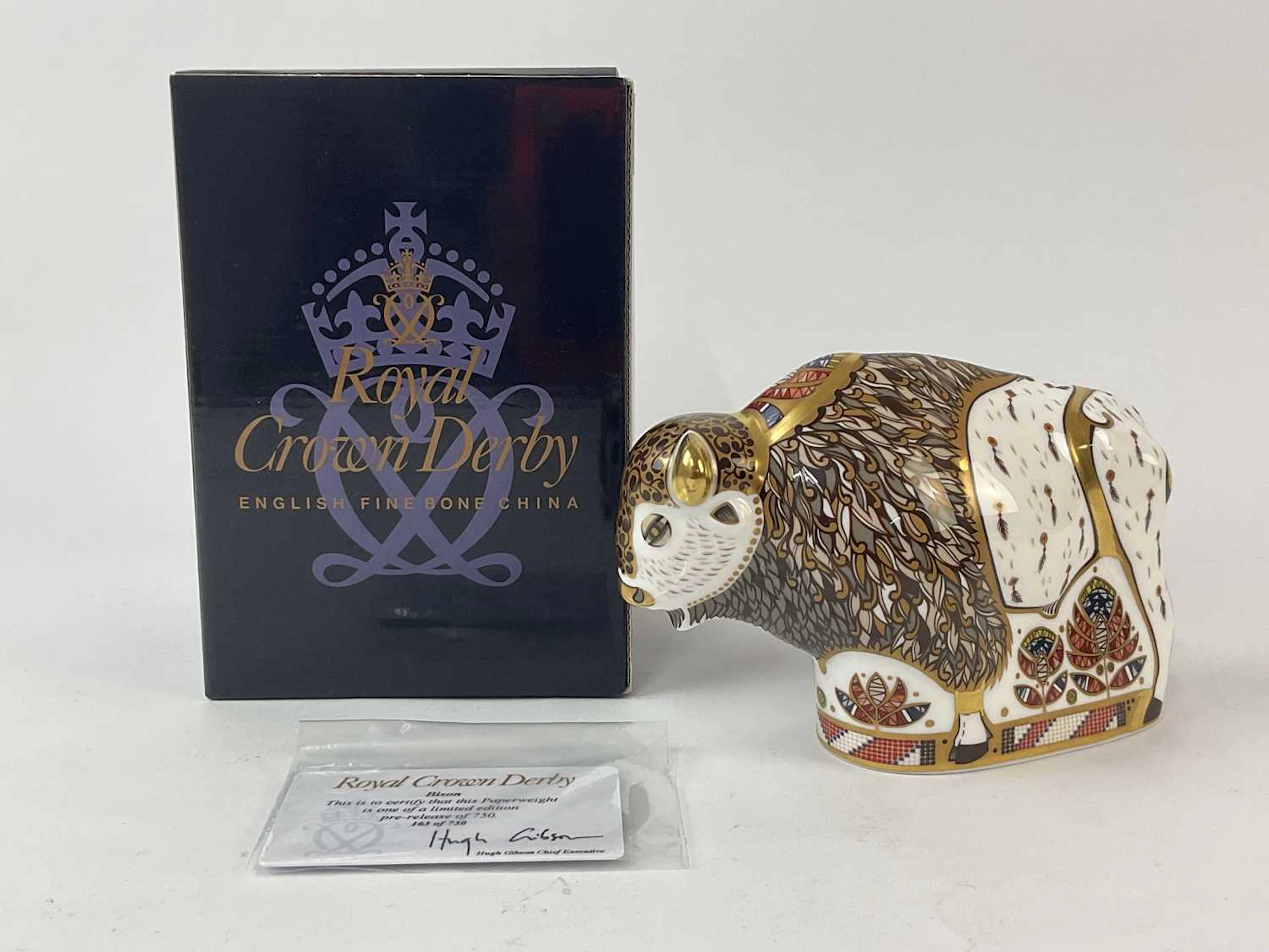 ROYAL CROWN DERBY; 'North American Bison' figure