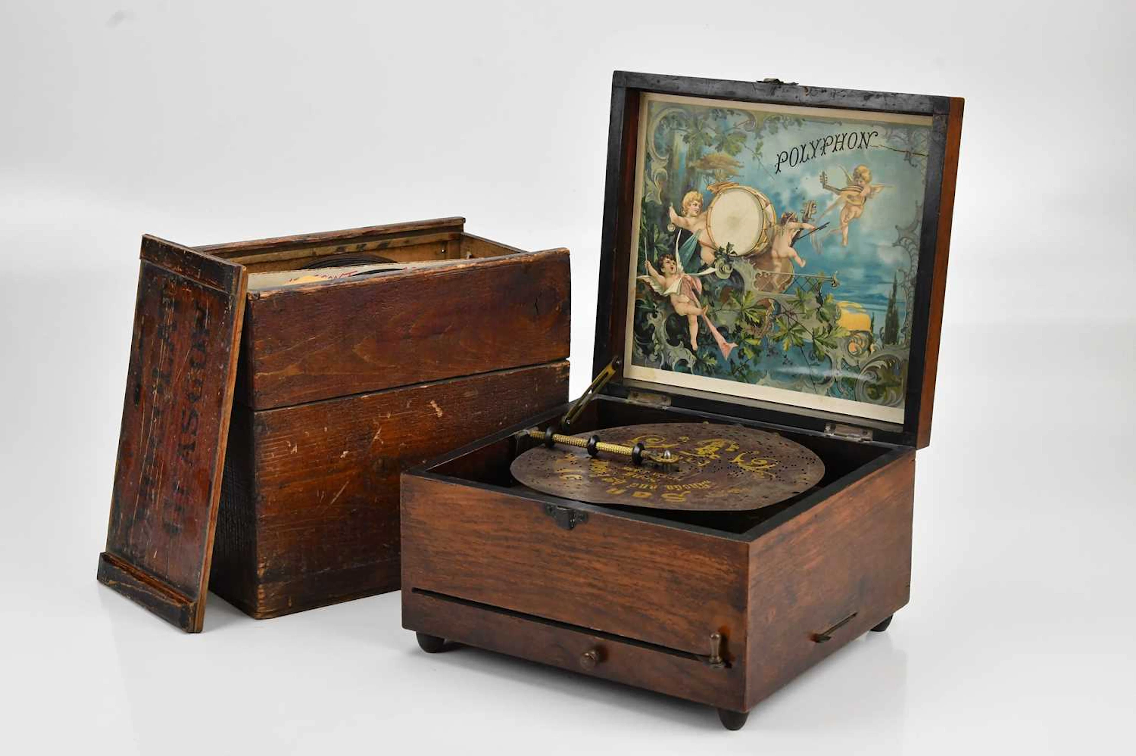 An early 20th century walnut cased polyphon