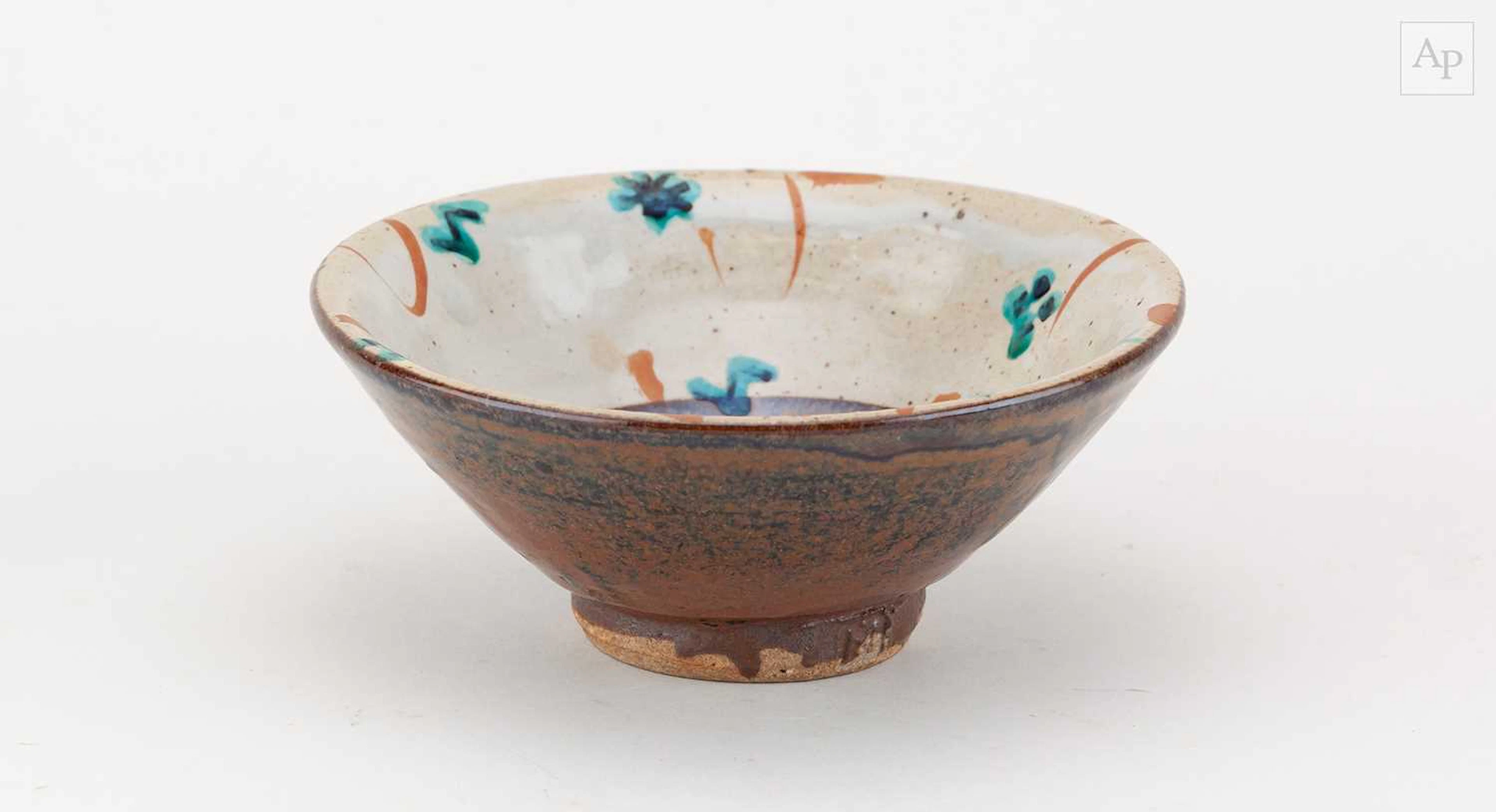 JOHN MALTBY (1936-2020); a small stoneware bowl decorated with stylised flowers
