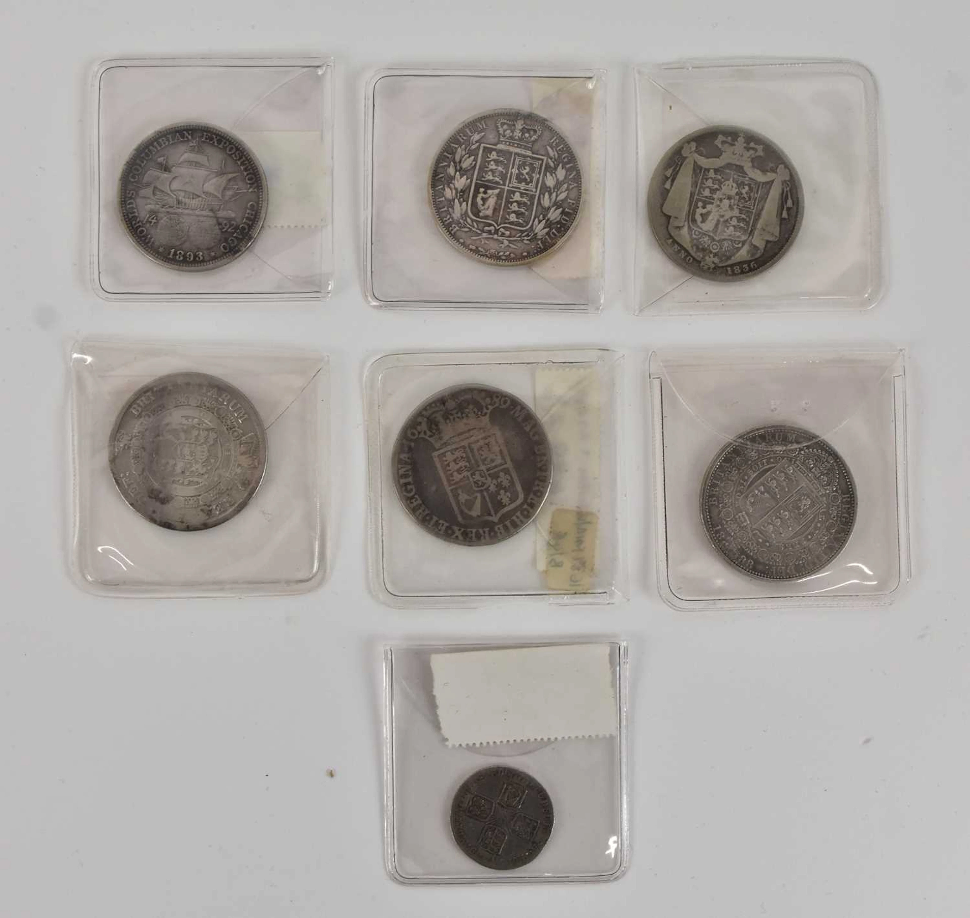 Seven George III and later GB and colonial pre-decimal silver coins
