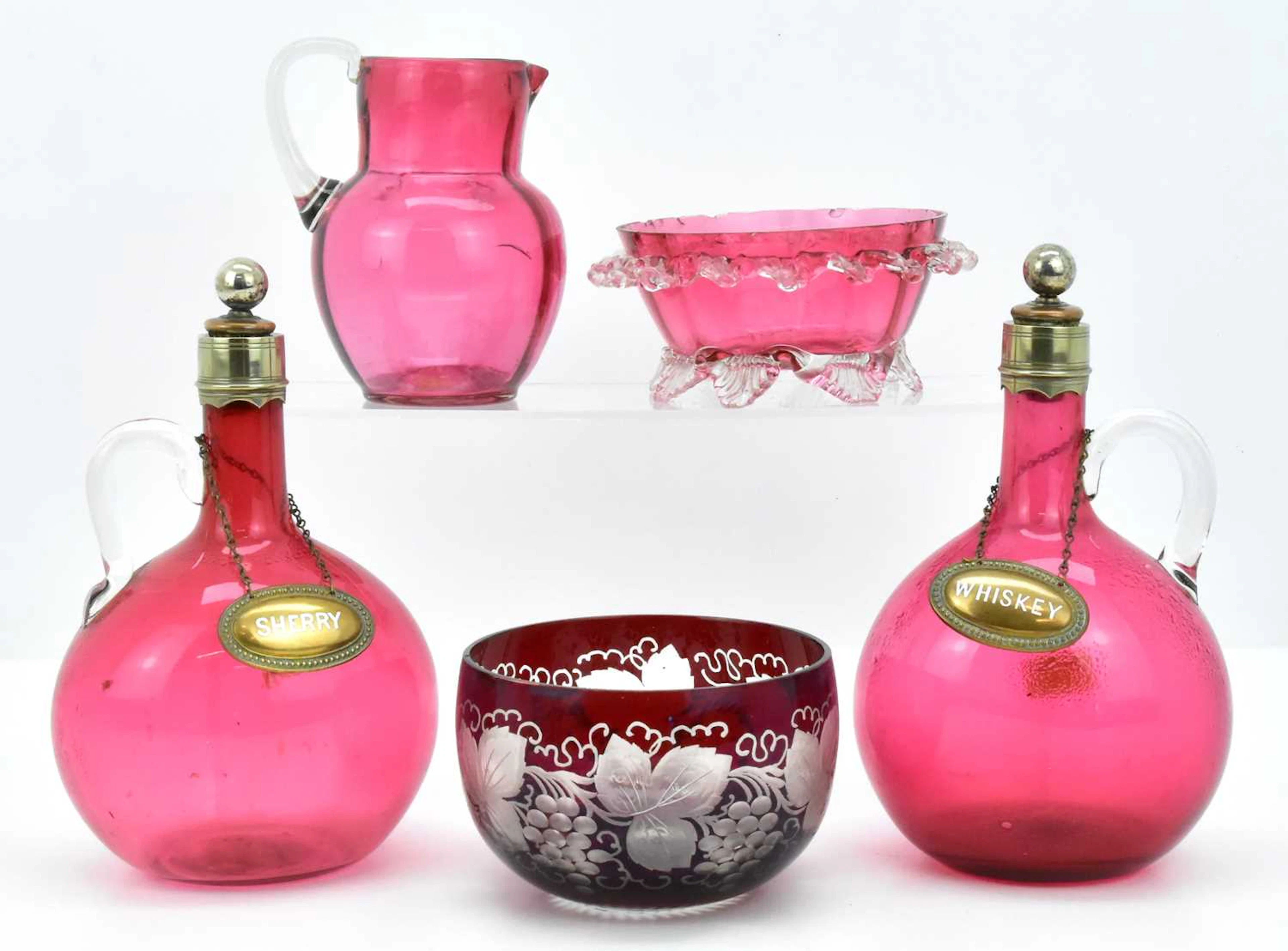 Five items of late 19th/early 20th century glassware...