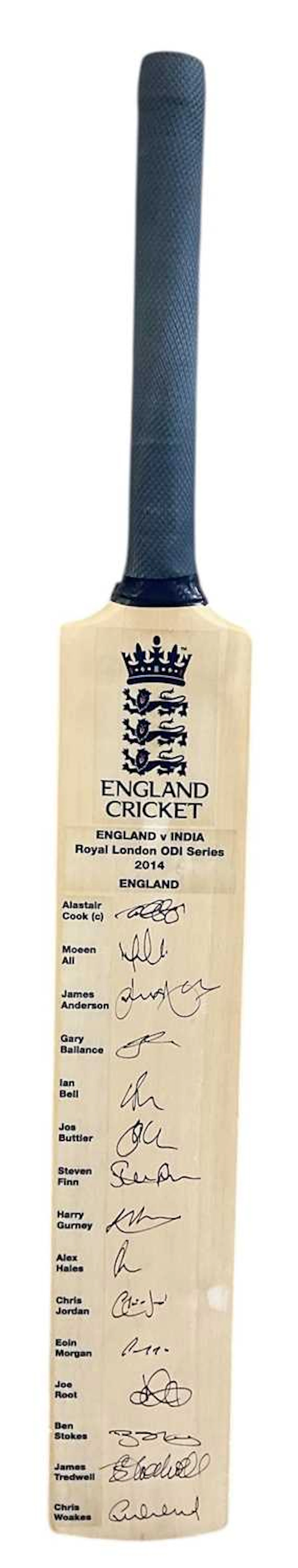 CRICKET INTEREST; an England Test Match cricket team signed cricket bat