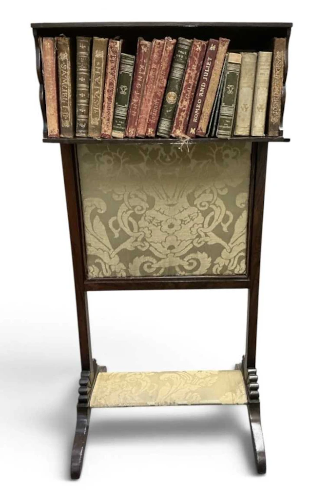 An unusual 19th century rosewood bookshelf firescreen