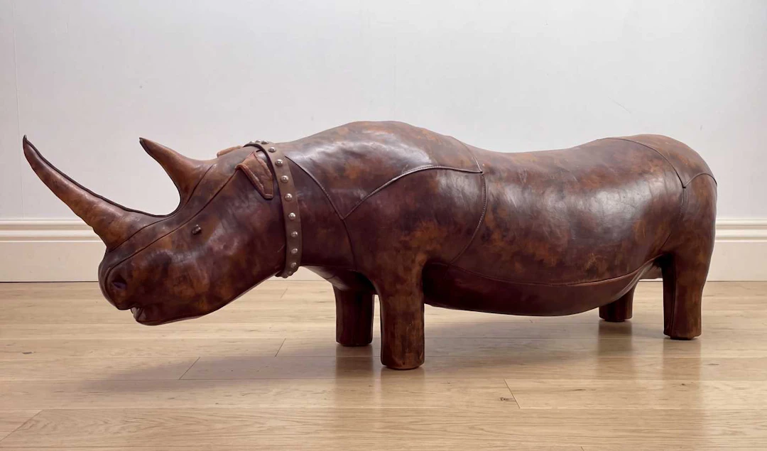 LIBERTYS OF LONDON; a large leather rhinoceros