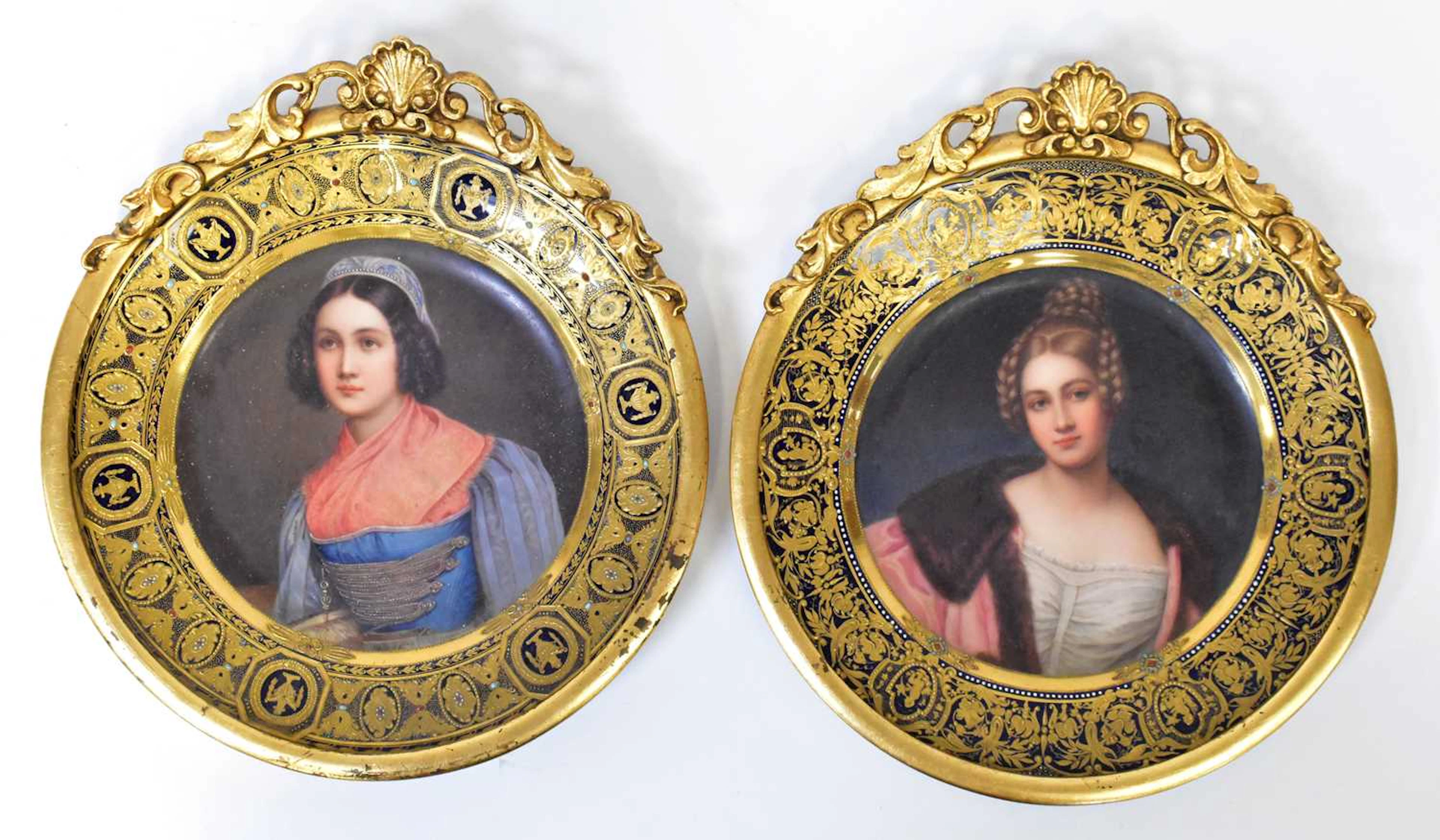 Two Continental hand-painted porcelain plates
