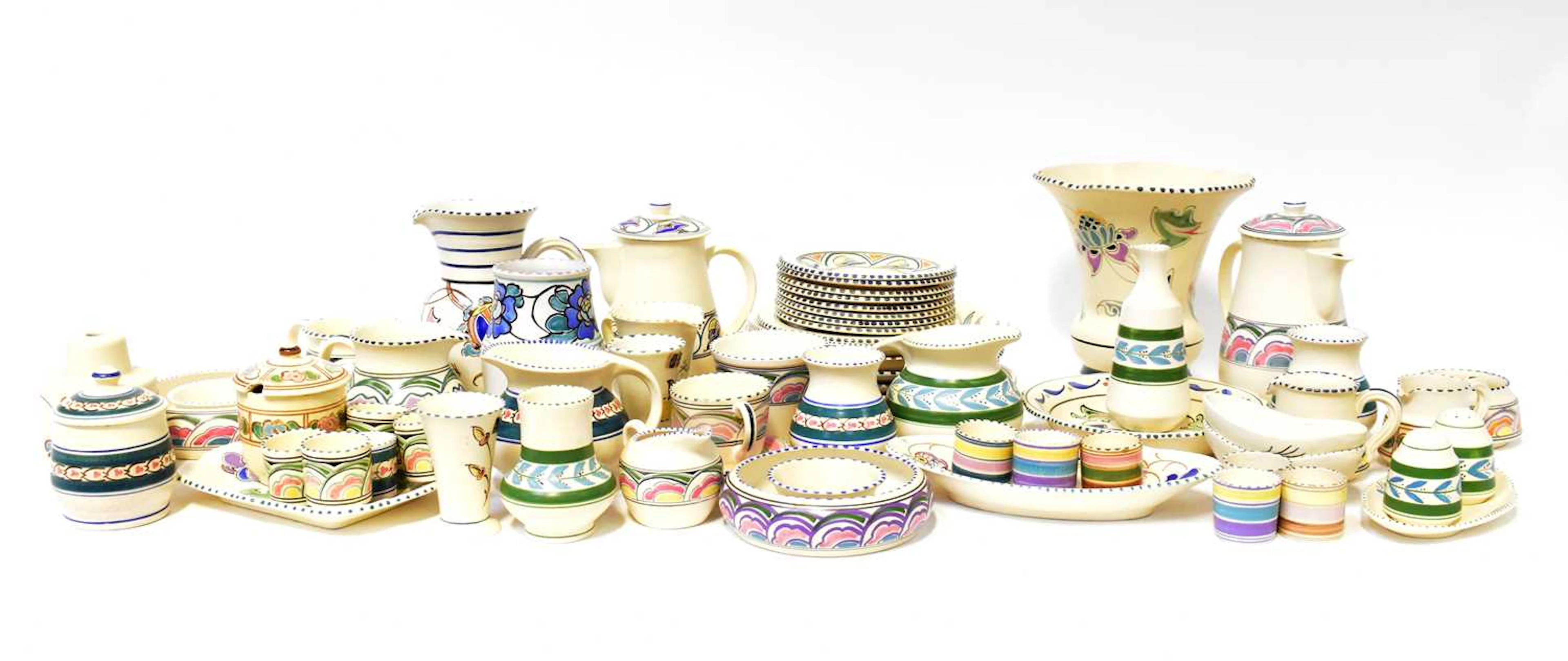 HONITON WARE; a collection of items including part dinner service