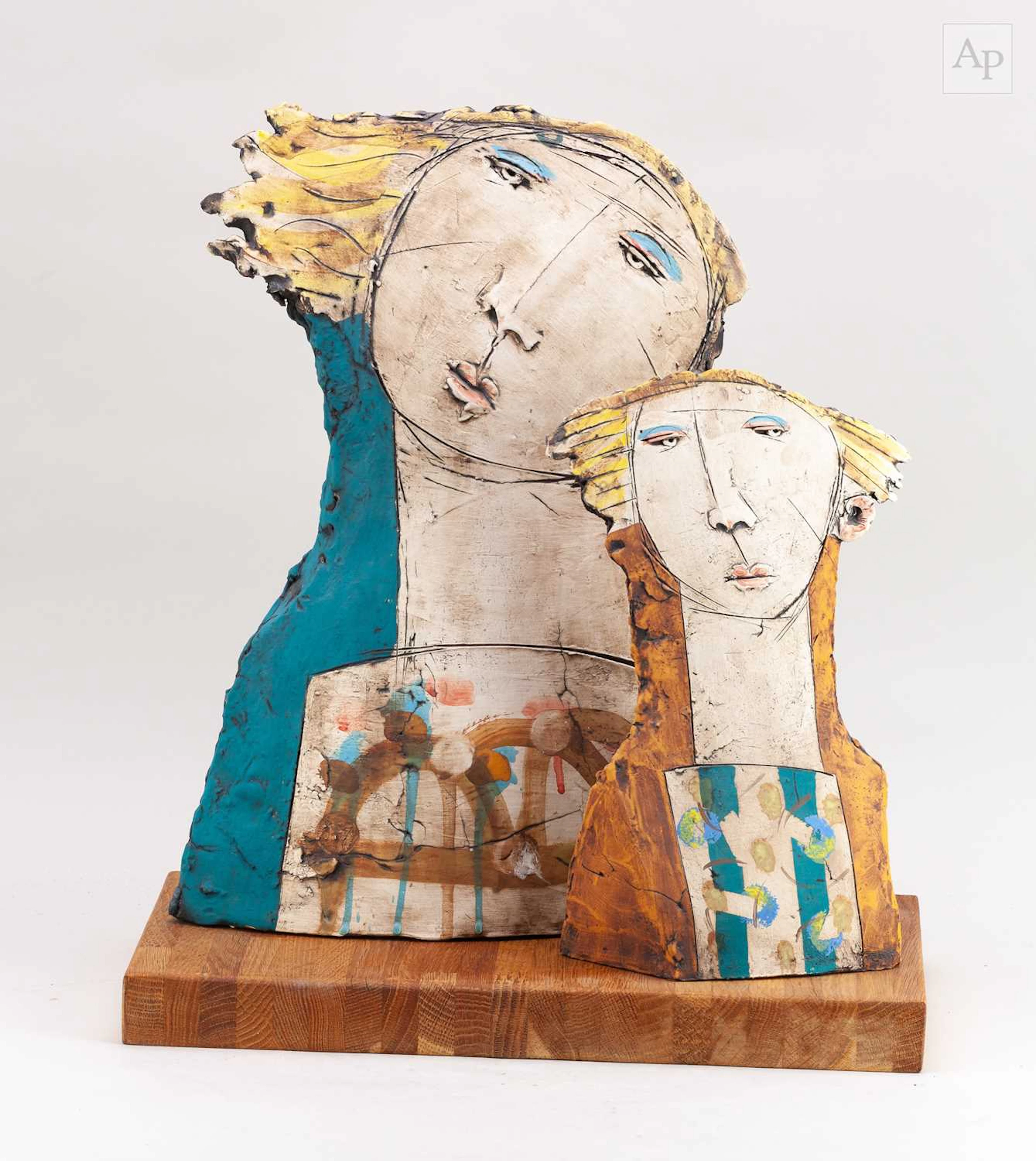 CHRISTY KEENEY (born 1958); two earthenware sculptures of...