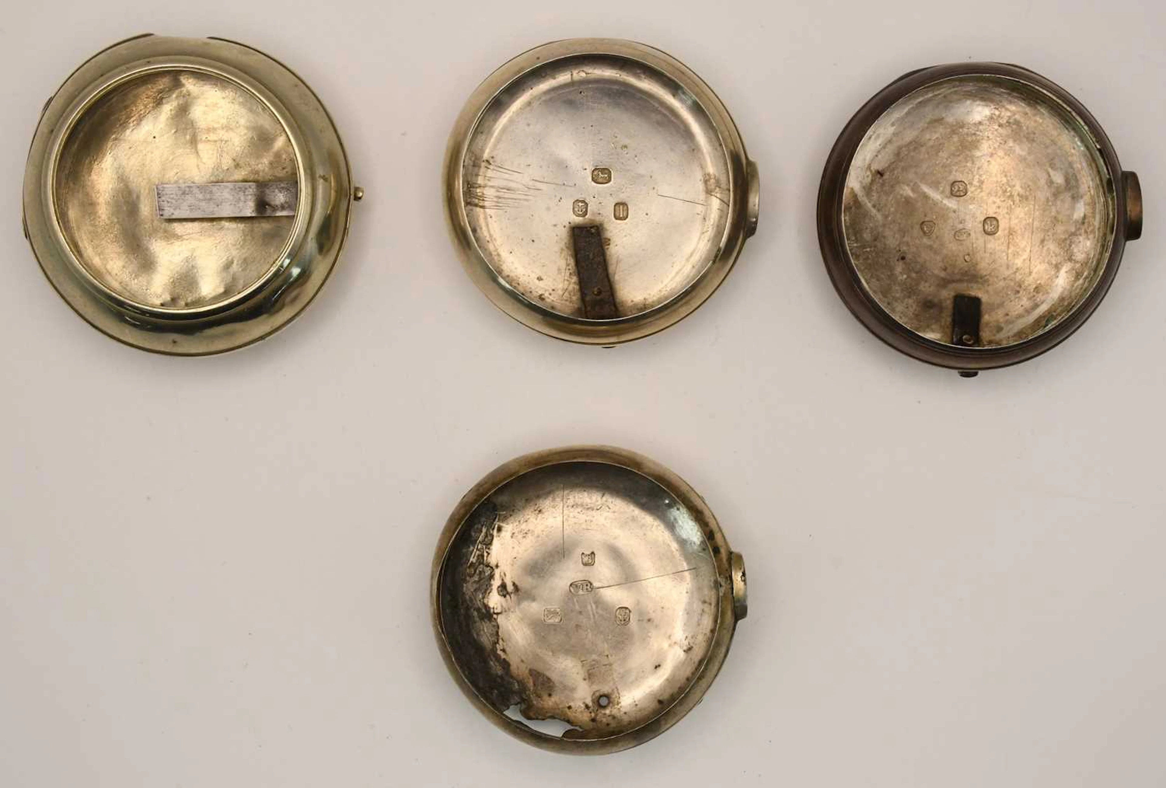 Three 18th/19th century hallmarked silver pocket watch cases