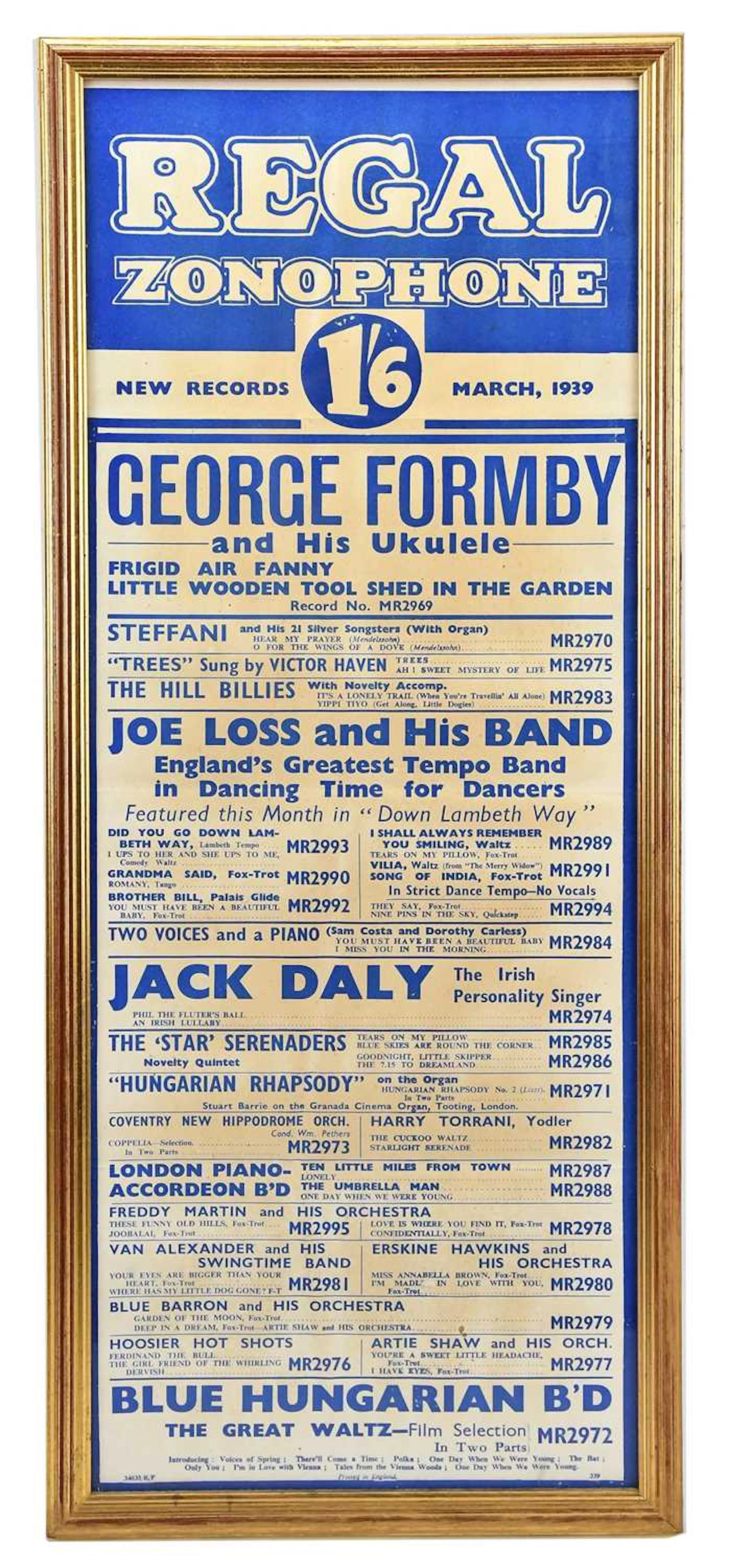 A 1939 Regal Zonophone poster