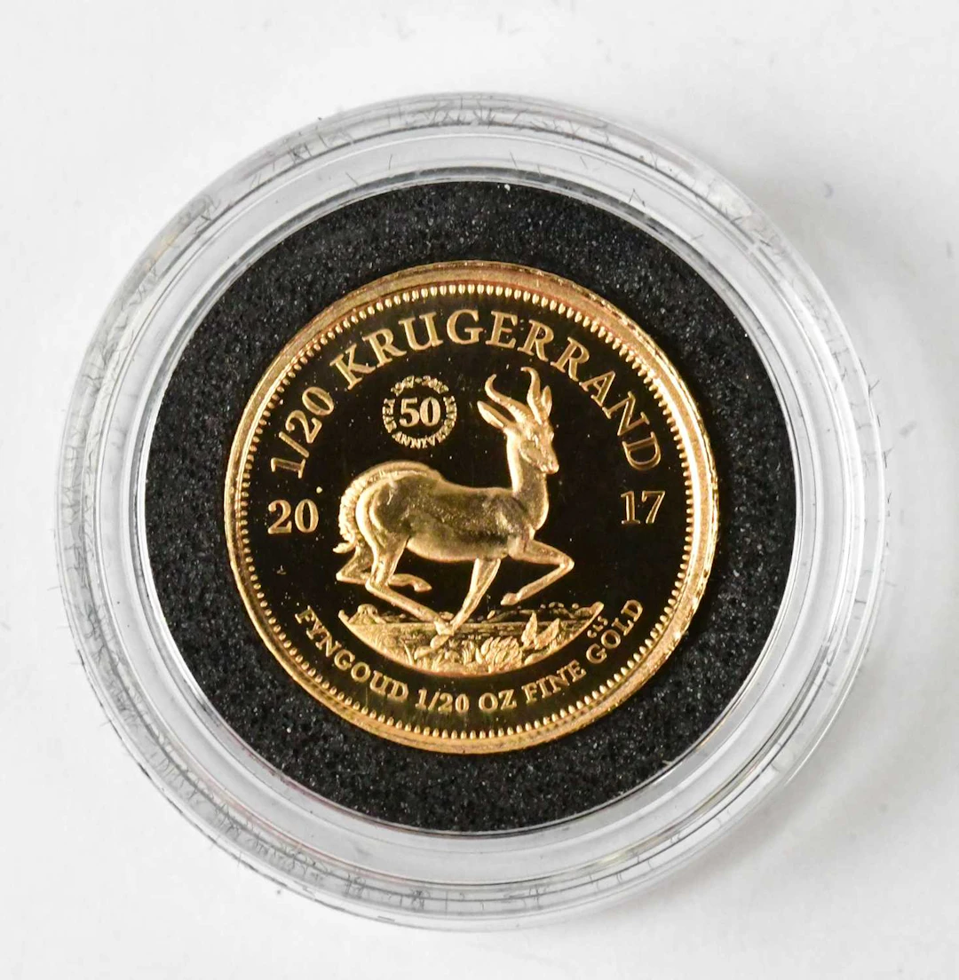 SOUTH AFRICAN MINT; a 1/20 oz gold proof krugerrand