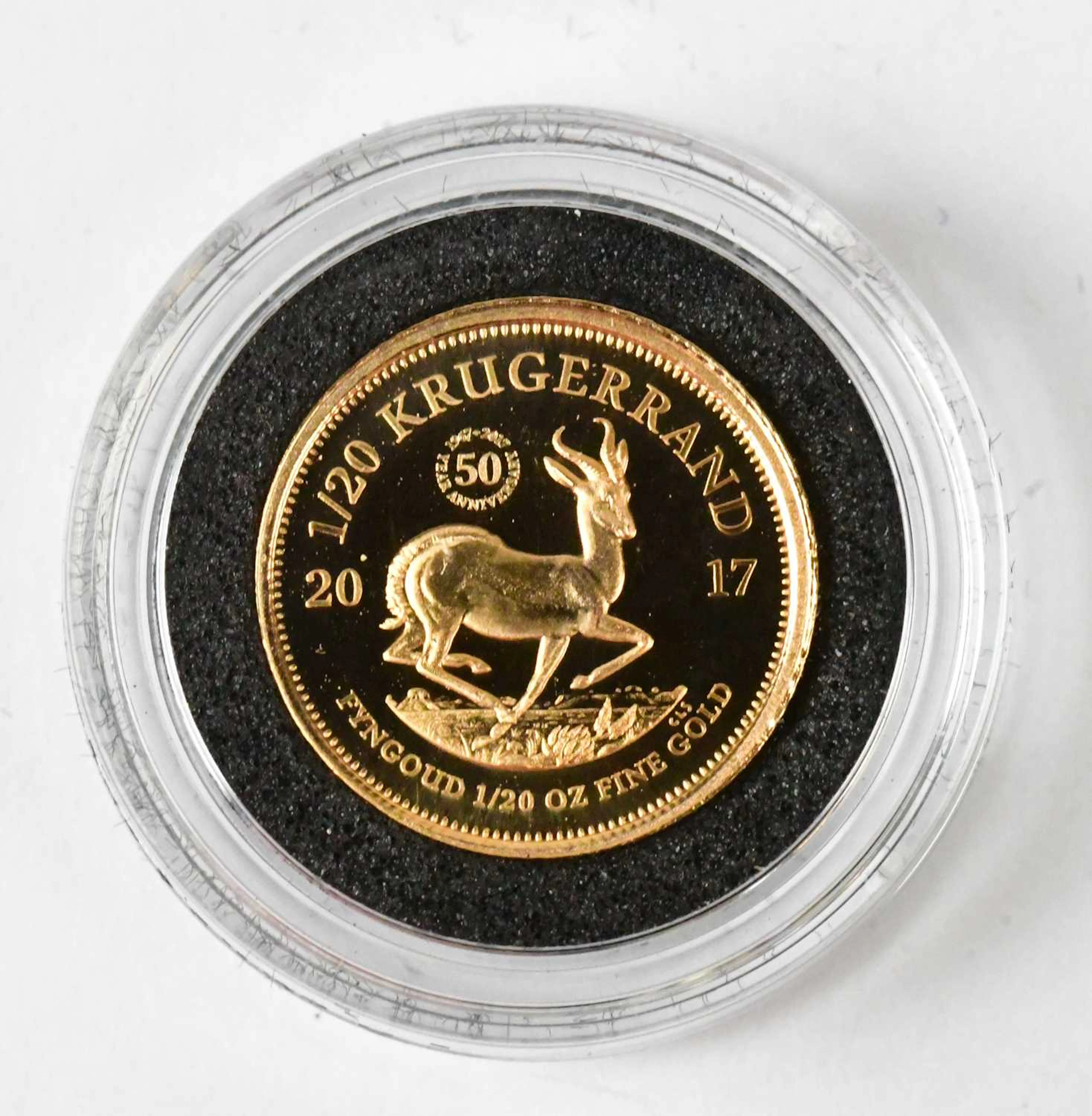 SOUTH AFRICAN MINT; a 1/20 oz gold proof krugerrand