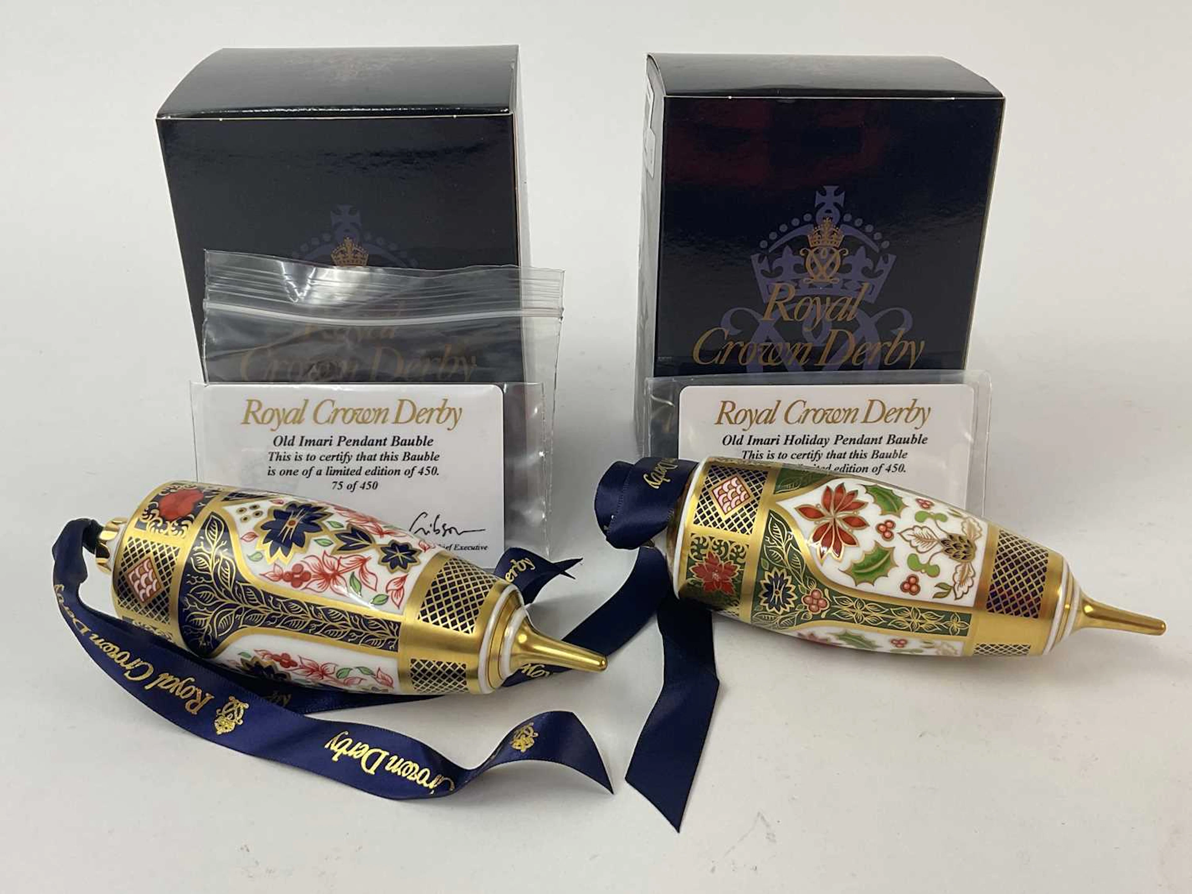 ROYAL CROWN DERBY; 'Old Imari Pendant Bauble' and 'Old...