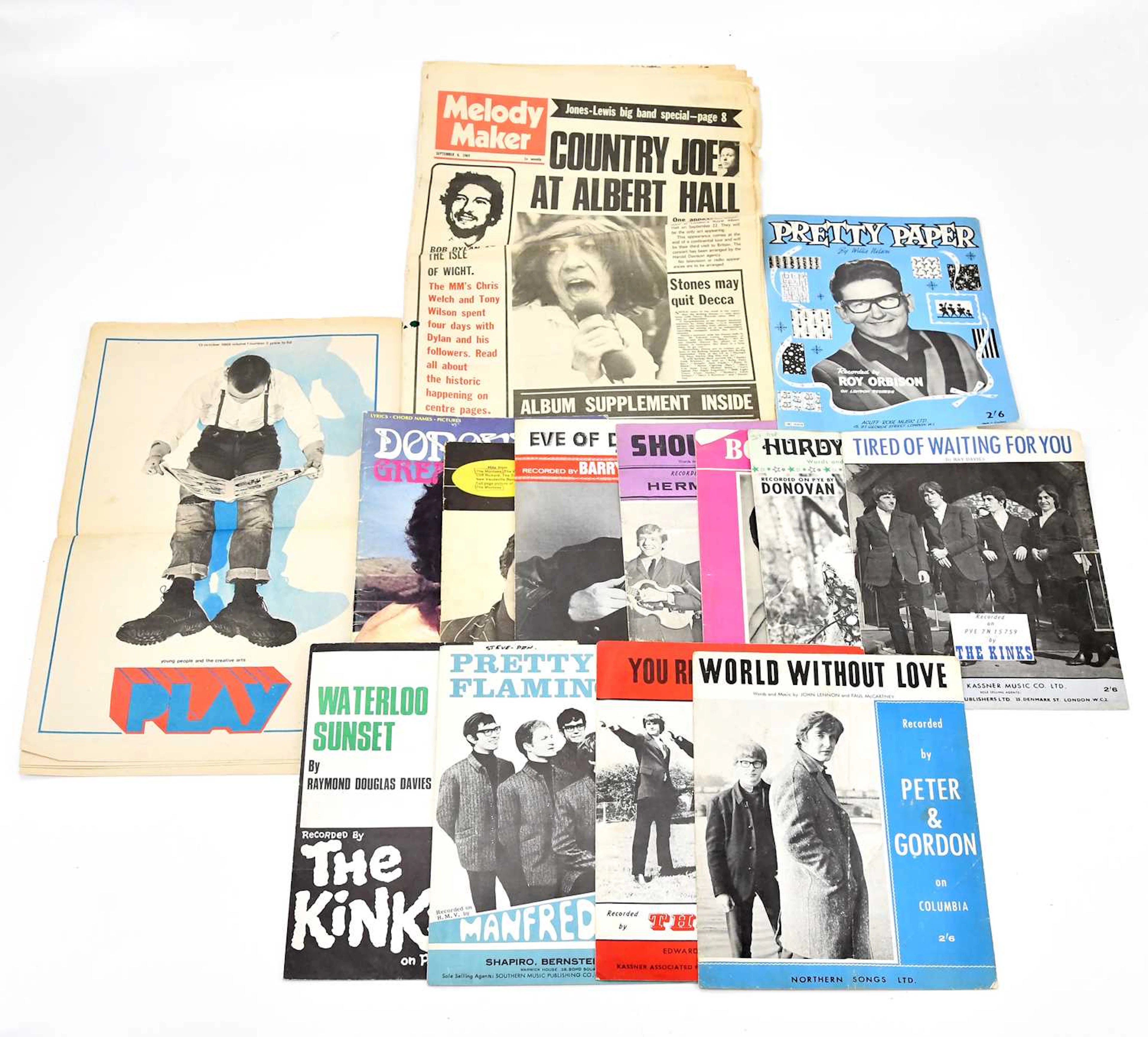 ROCK & POP; a small collection of 1960s music ephemera and sheet music