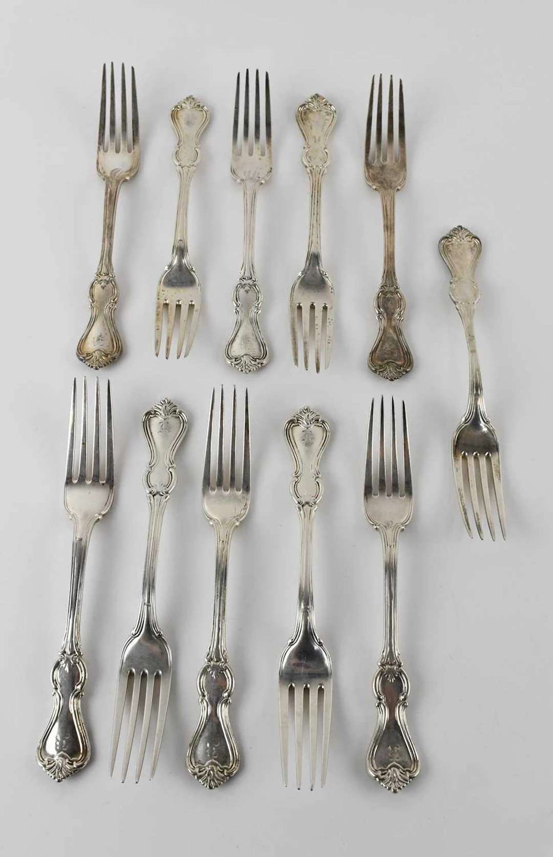 A set of eleven Victorian hallmarked silver dessert forks