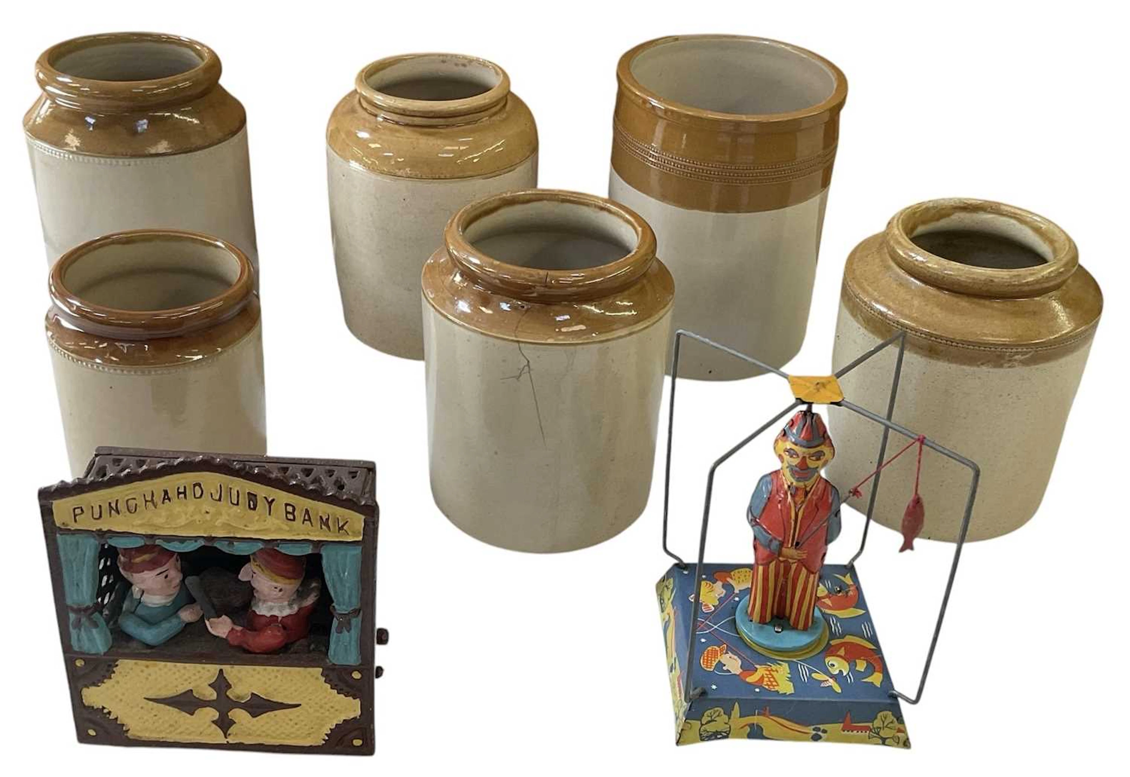 Six late 19th/early 20th century stoneware pots