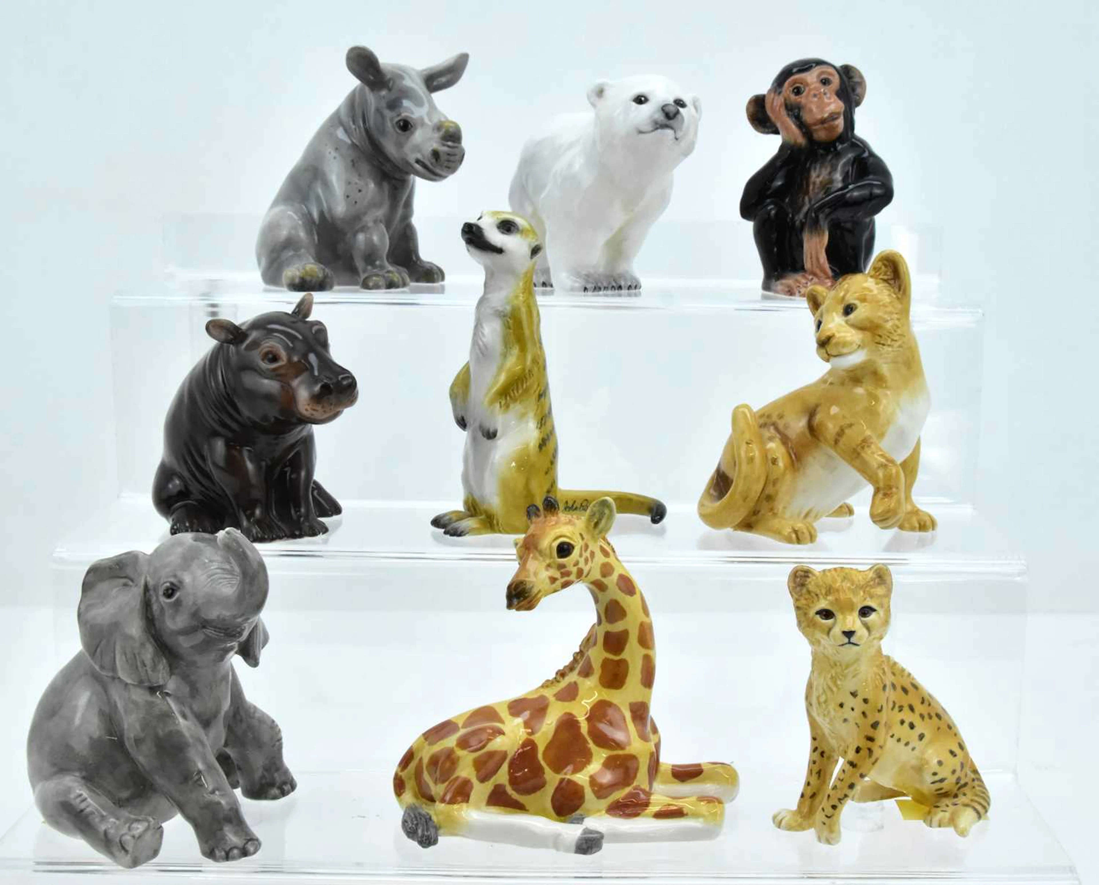 BESWICK; nine pottery collectible baby wild animal figures comprising elephant