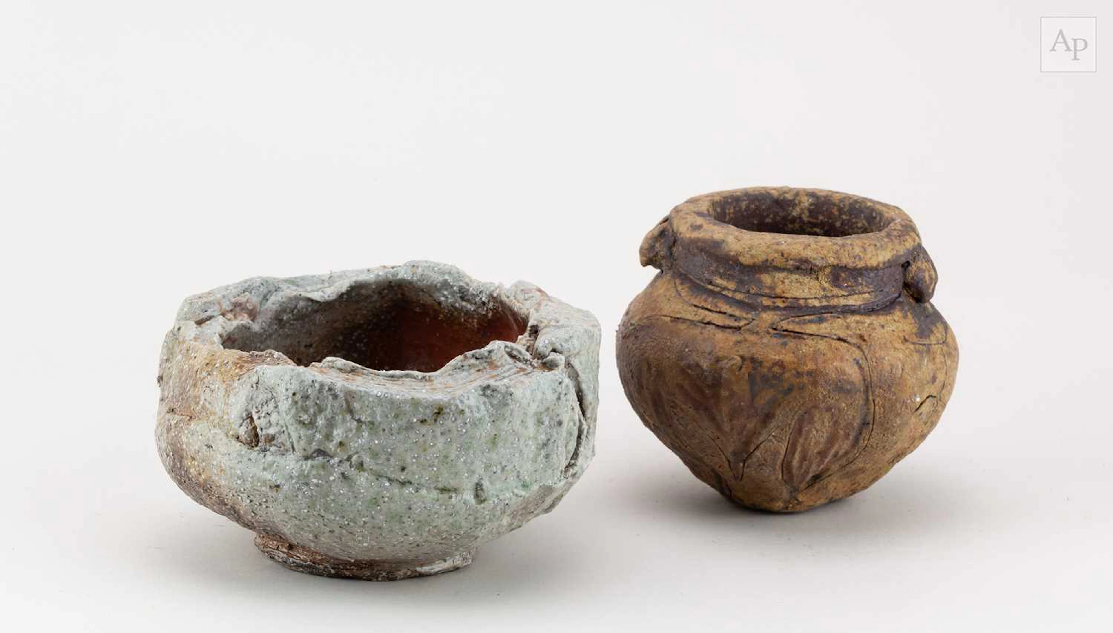 CHARLES BOUND (born 1939); a wood fired stoneware chawan covered in ash glaze