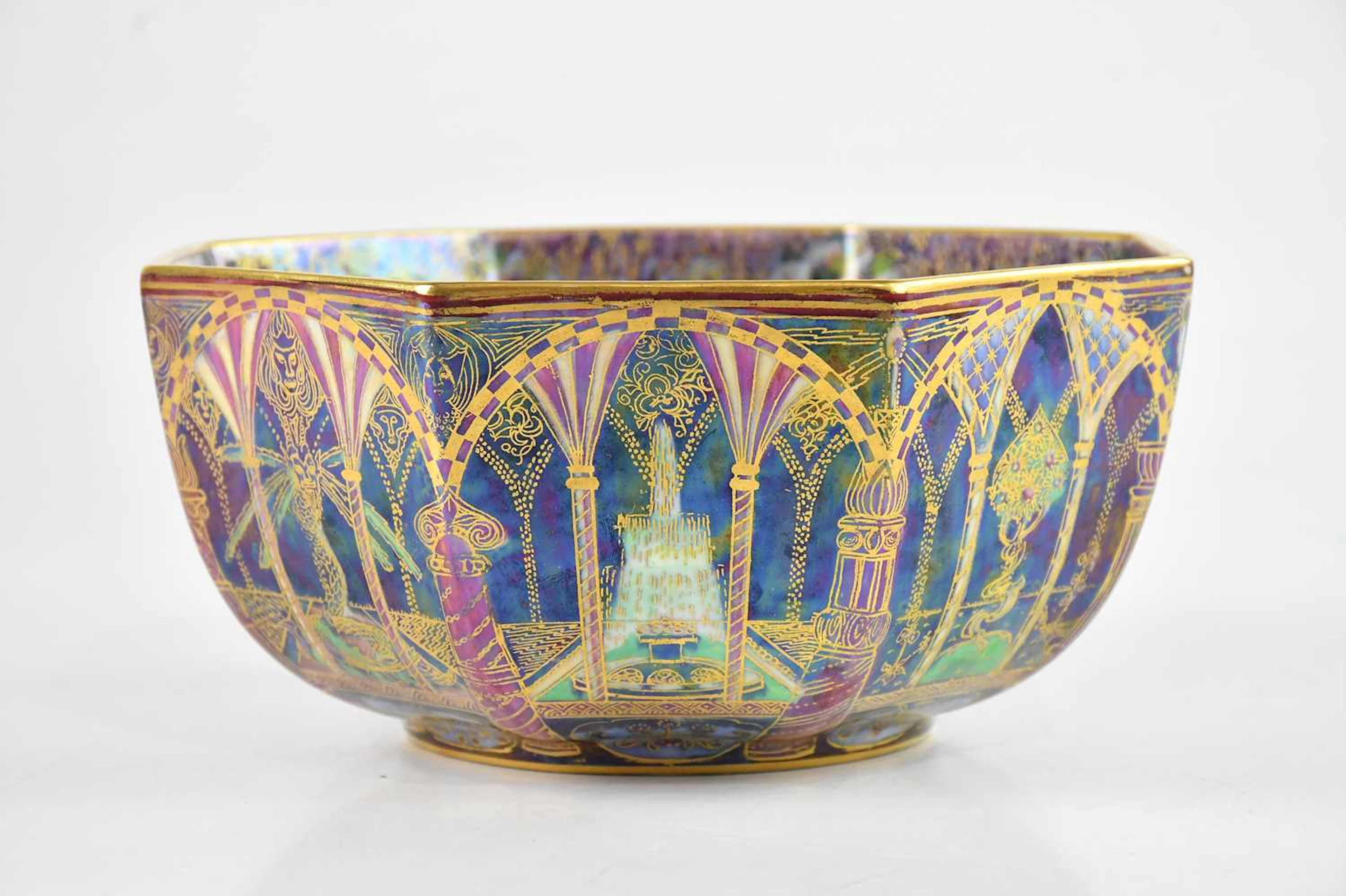 DAISY MAKEIG-JONES (1881-1945) FOR WEDGWOOD; an octagonal Fairyland Lustre bowl