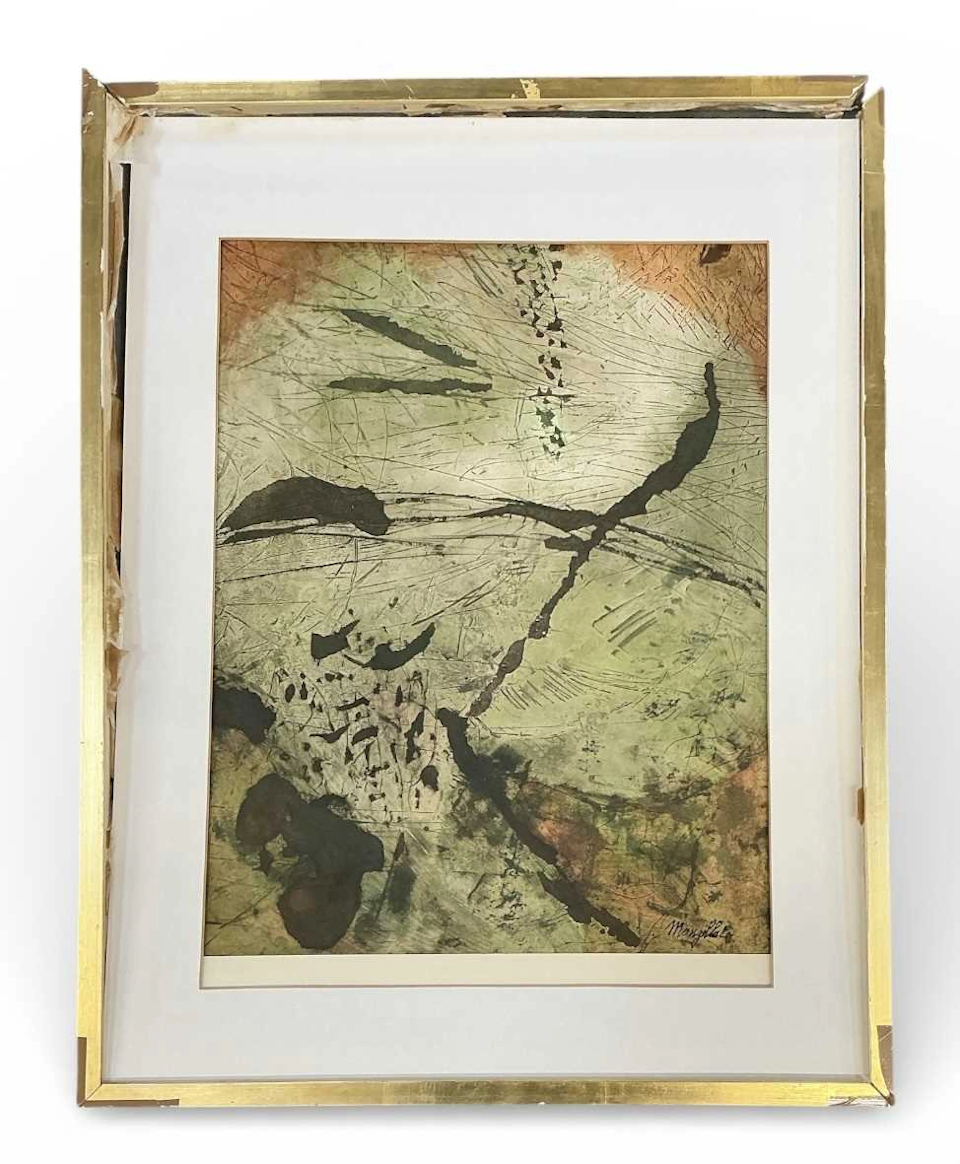 JANINE MONGILLAT (1929-2002); abstract oil on paper