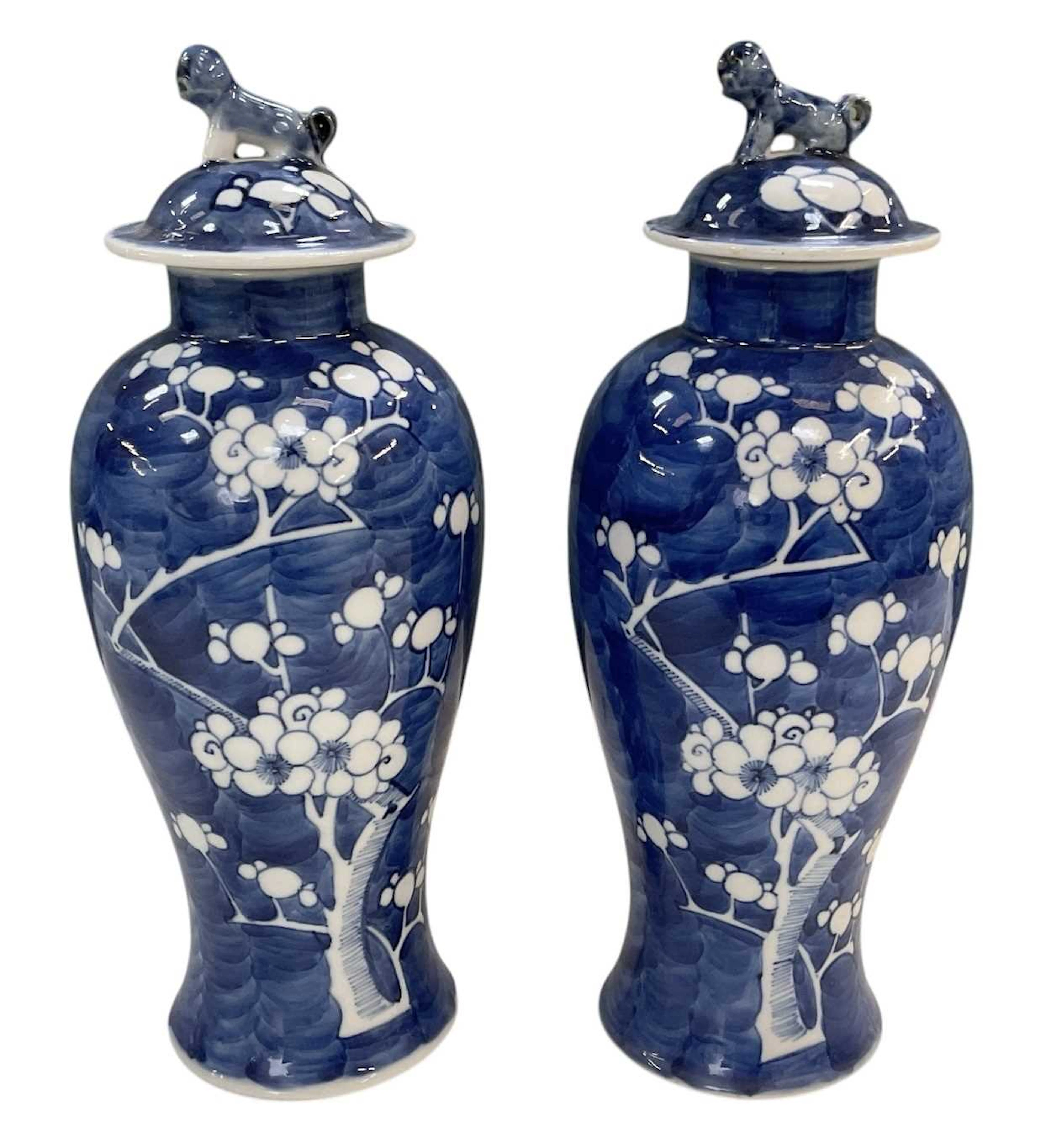 A pair of early 20th century Chinese blue and white hand...
