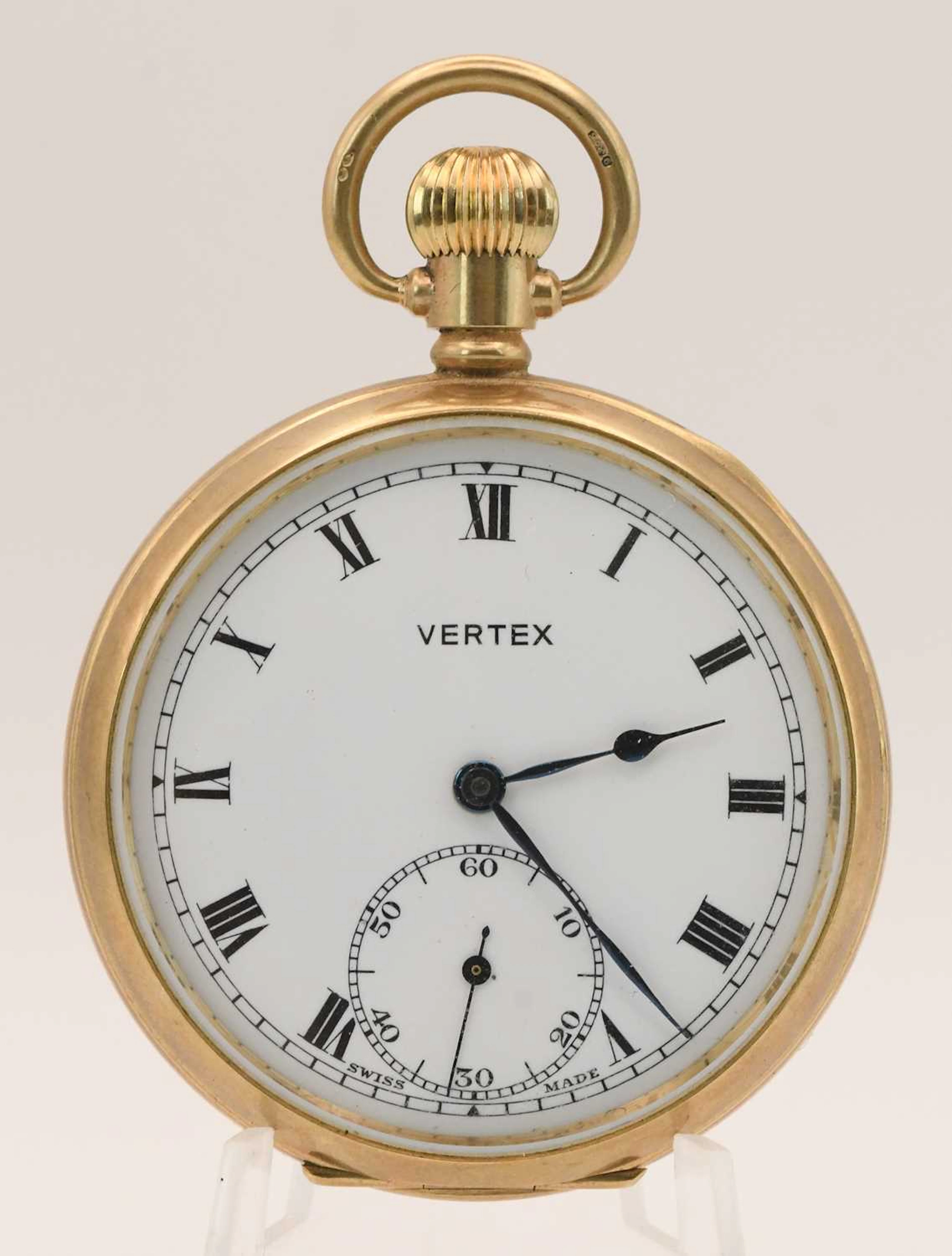 VERTEX; a 9ct yellow gold open face pocket watch