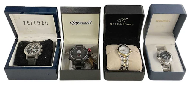 Four gentleman's sports and dress watches comprising a Besnew sports chronograph
