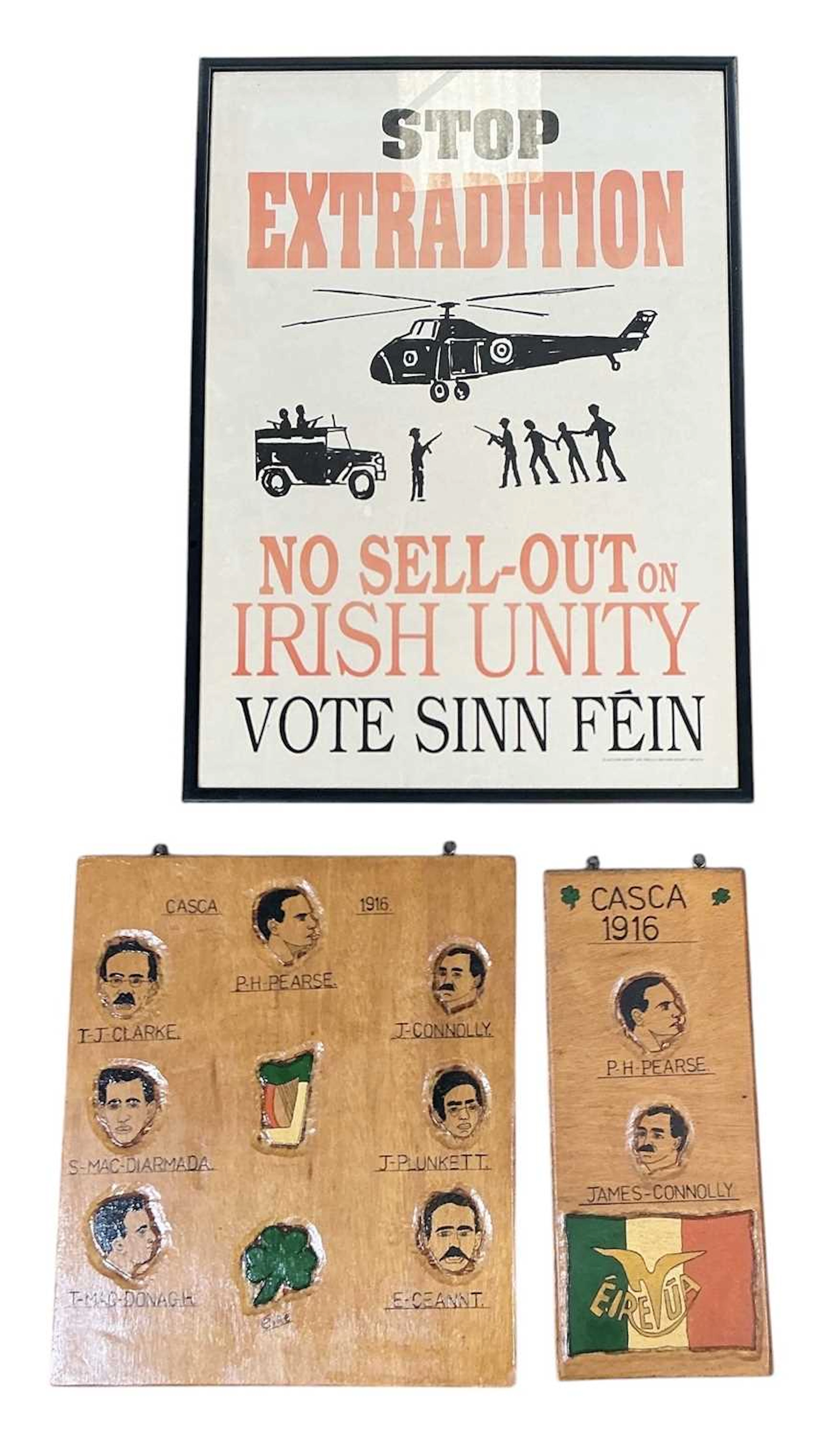 A framed vintage Sinn Fein political poster