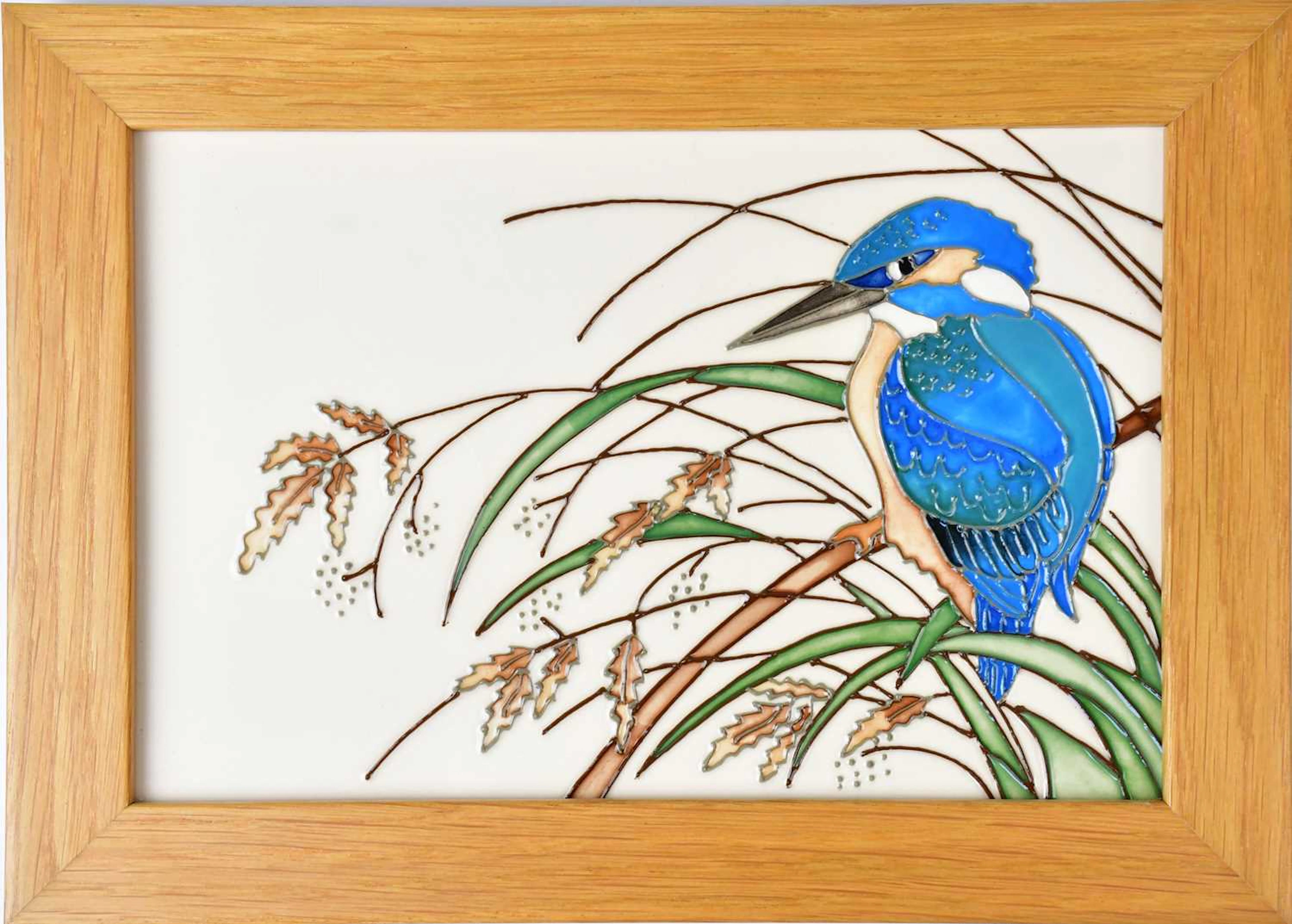MOORCROFT; a framed ceramic plaque