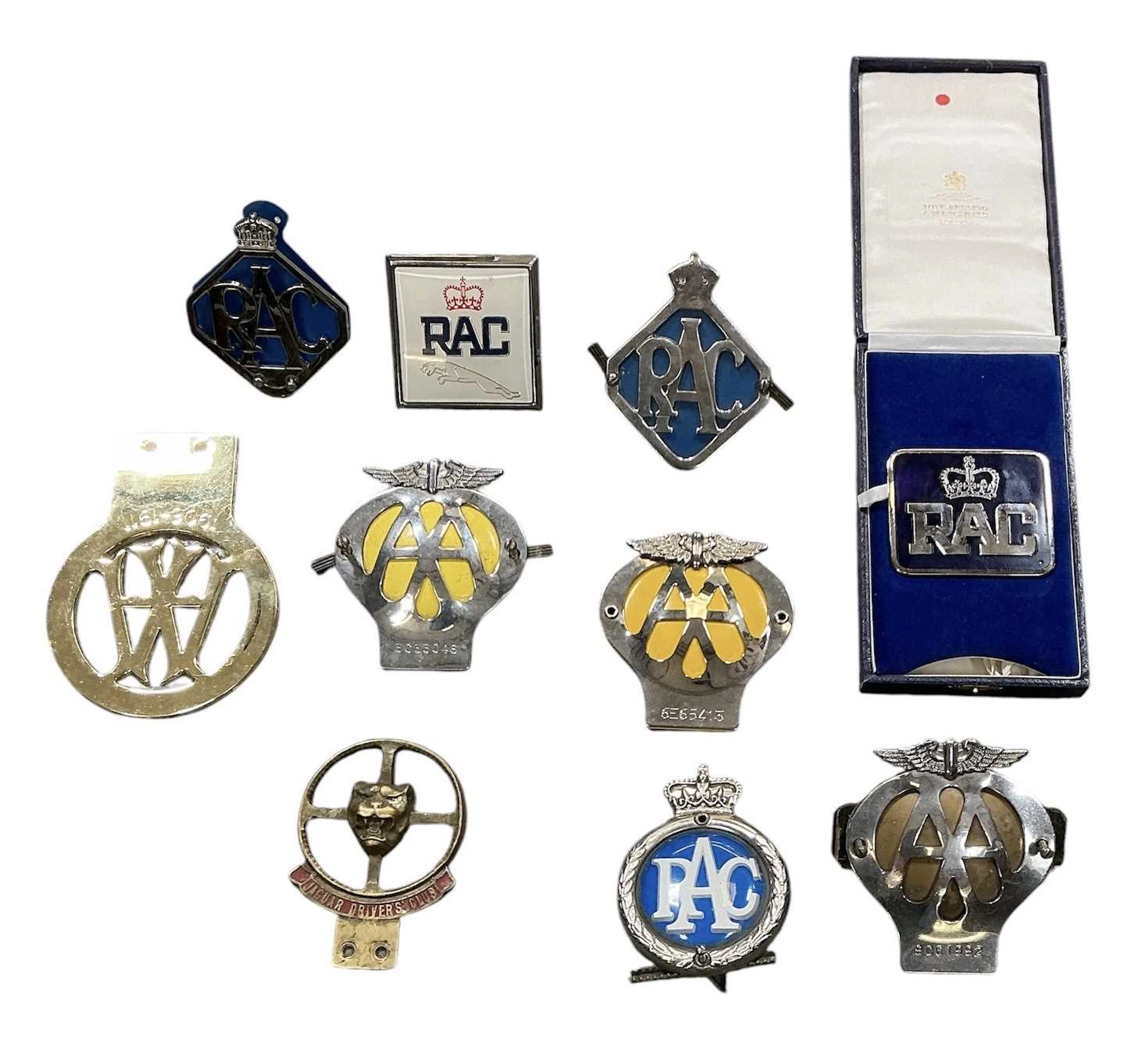 Ten assorted vintage motoring badges