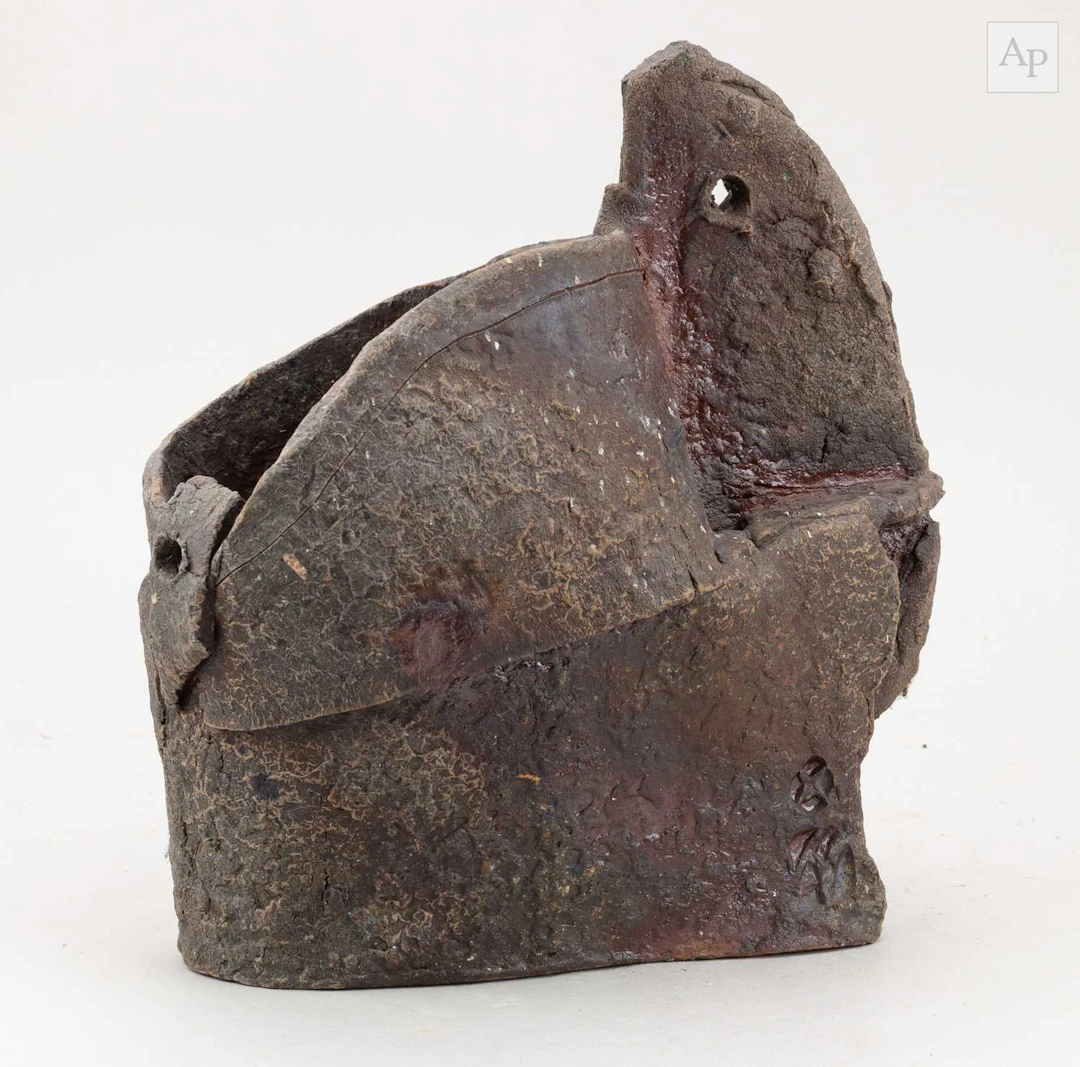 CHARLES BOUND (born 1939); a wood fired stoneware teapot...