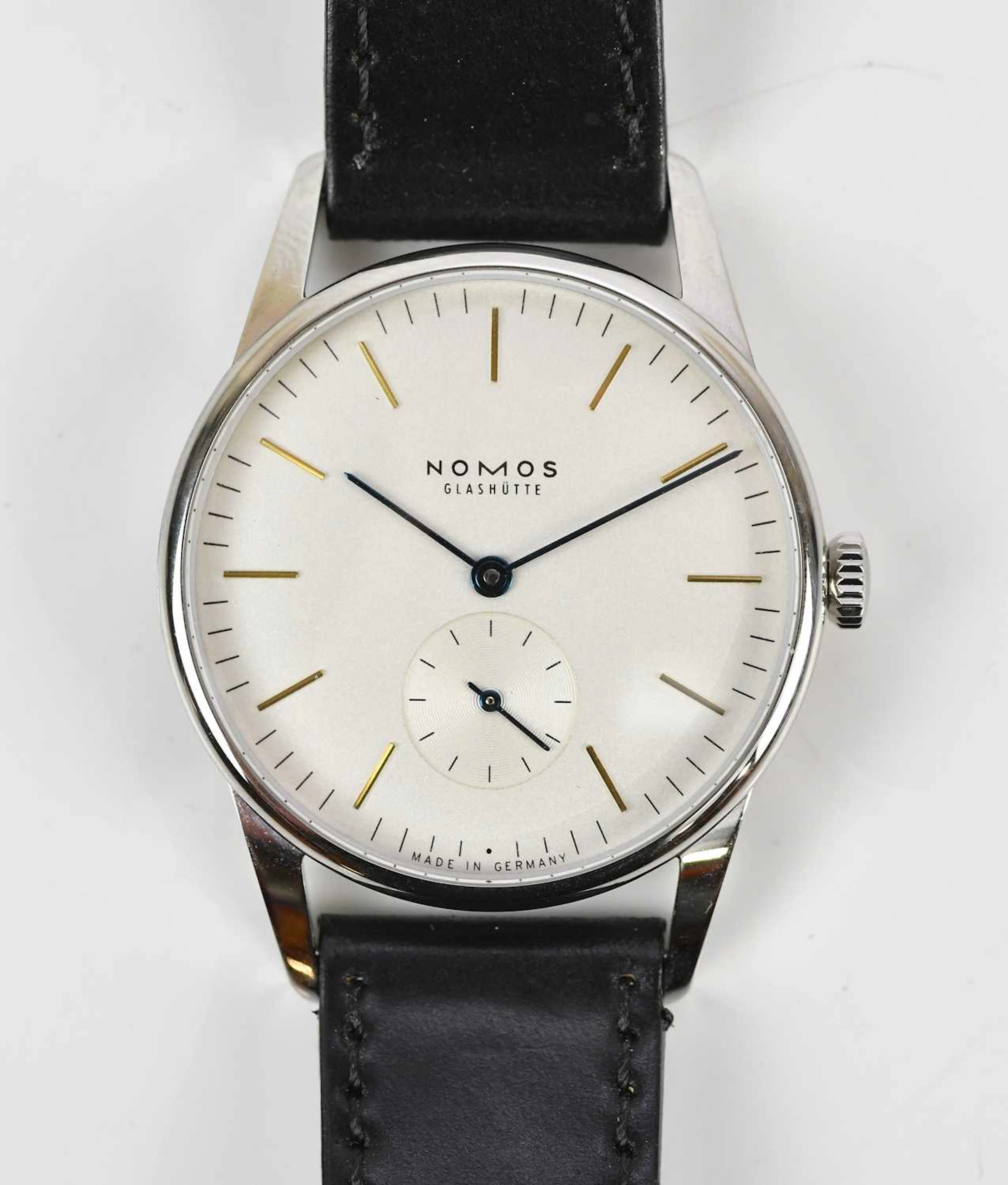 NOMOS; a gentleman's stainless steel Orion wristwatch