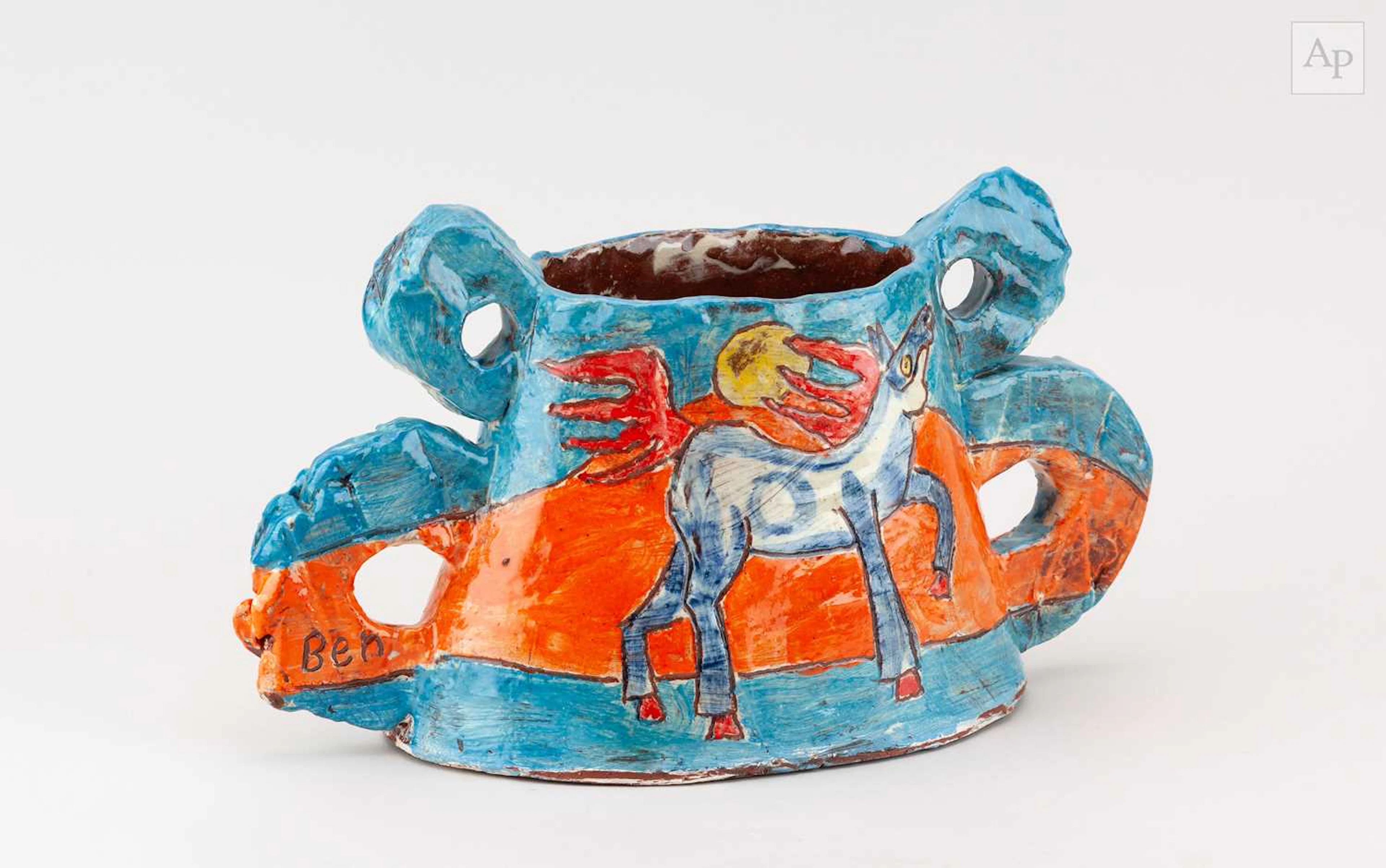 BEN FOSKER (born 1960); an oval slip decorated...