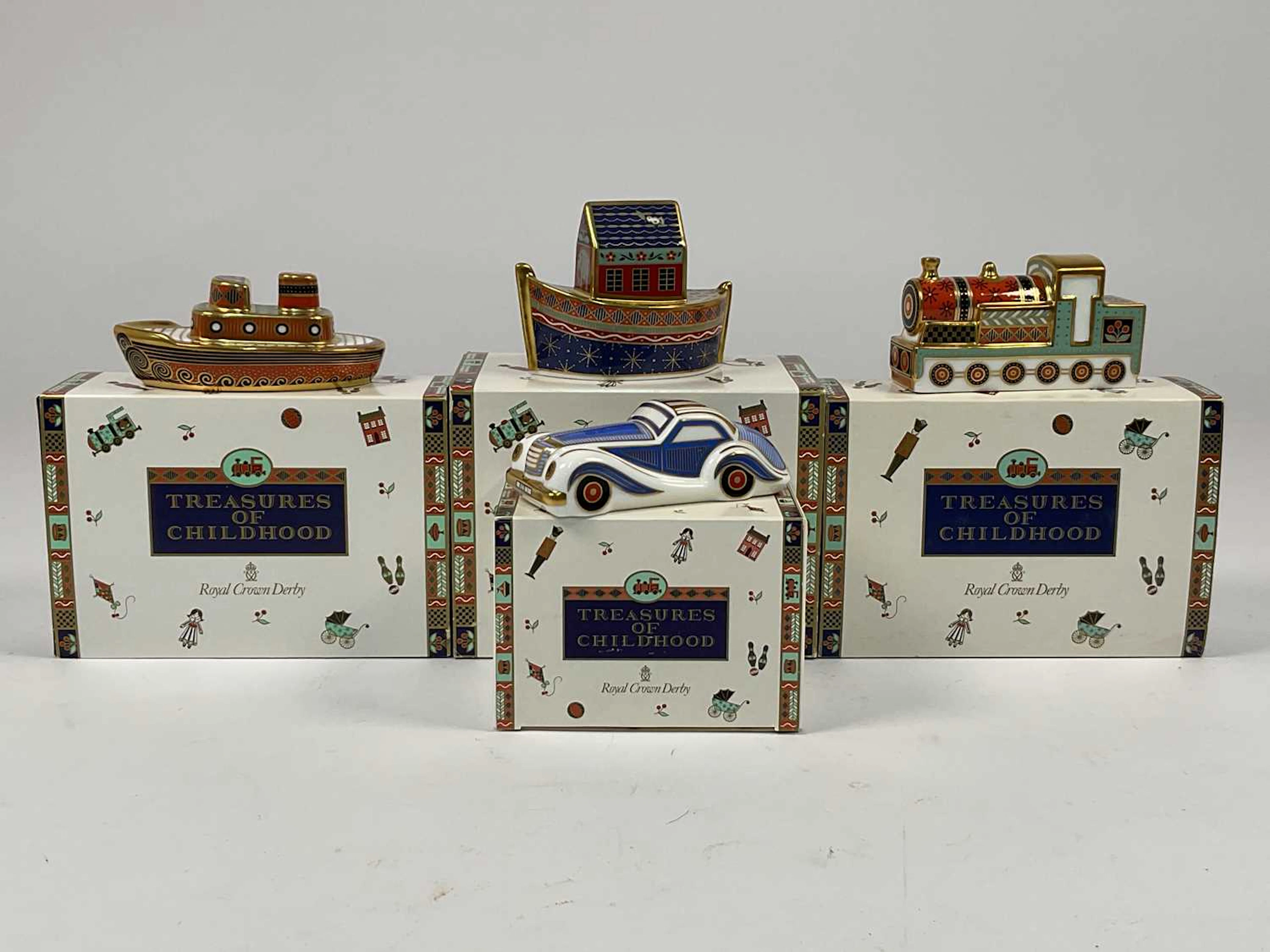 ROYAL CROWN DERBY; 'Treasures of Childhood' porcelain models