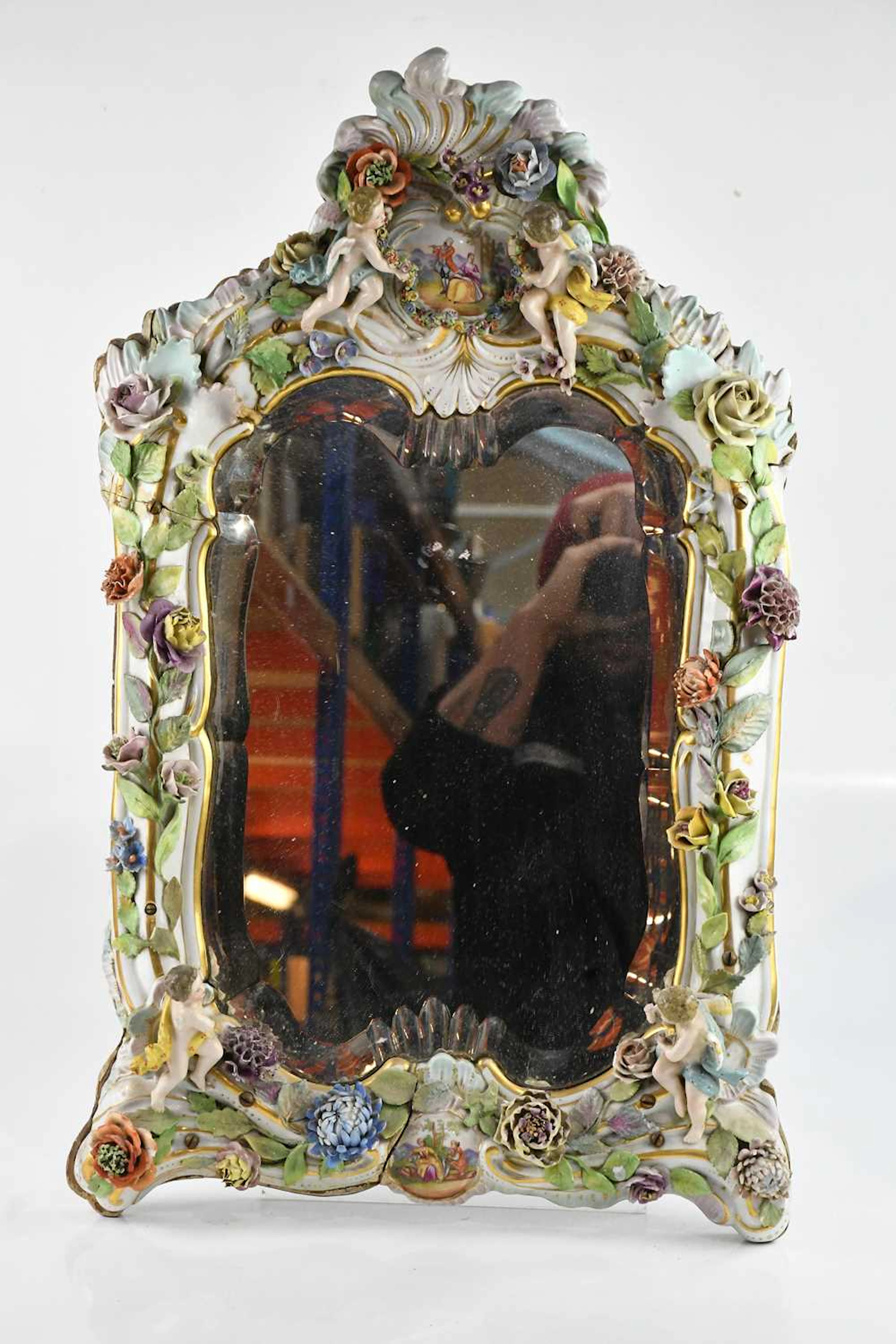 A 19th century Continental floral encrusted porcelain...