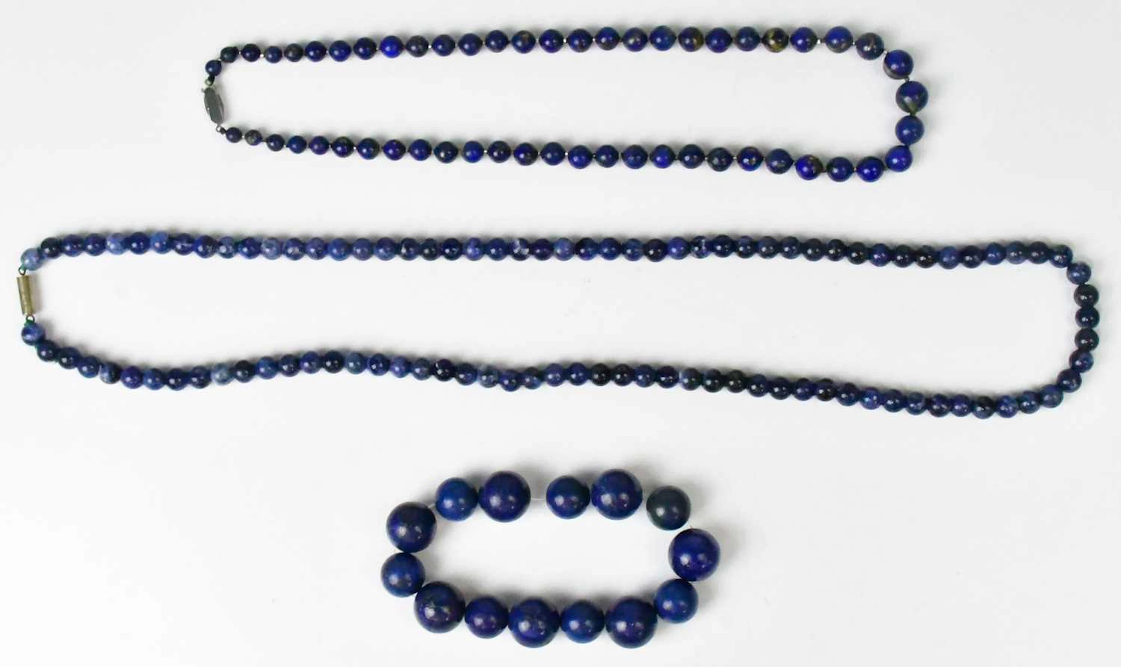 Two lapis lazuli beaded necklaces