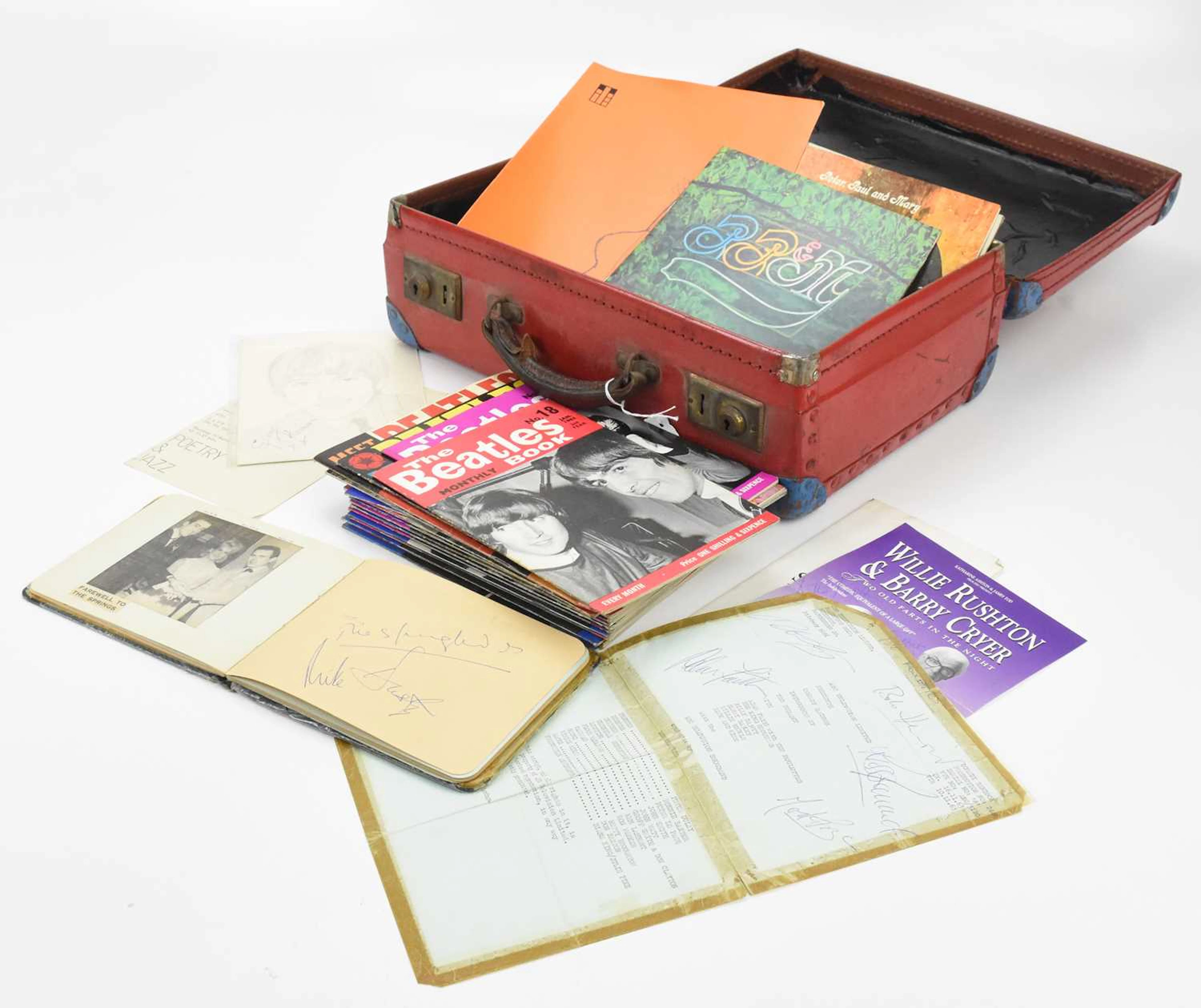 An autograph book with a collection of signatures from...