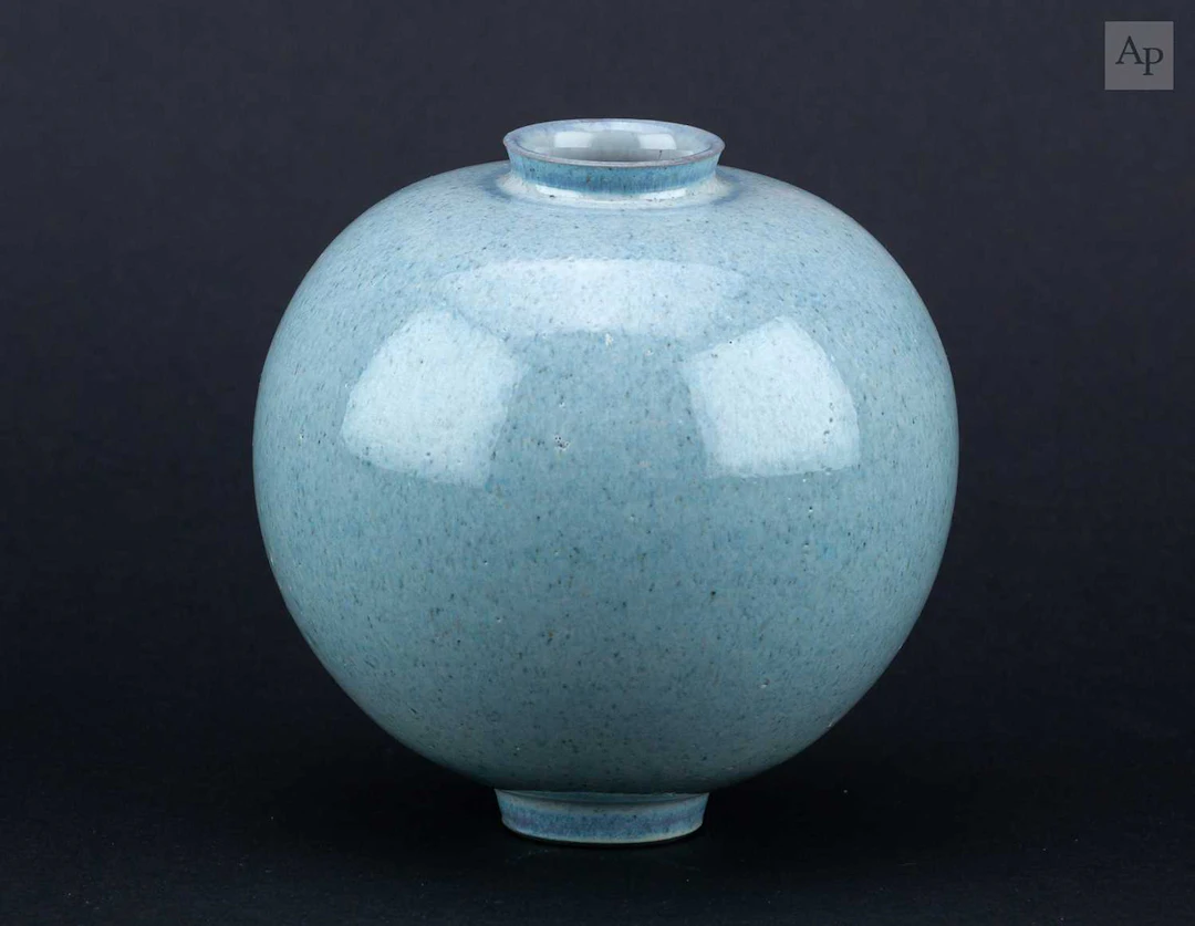 YUTA SEGAWA (born 1988); a stoneware moon jar covered in chun glaze