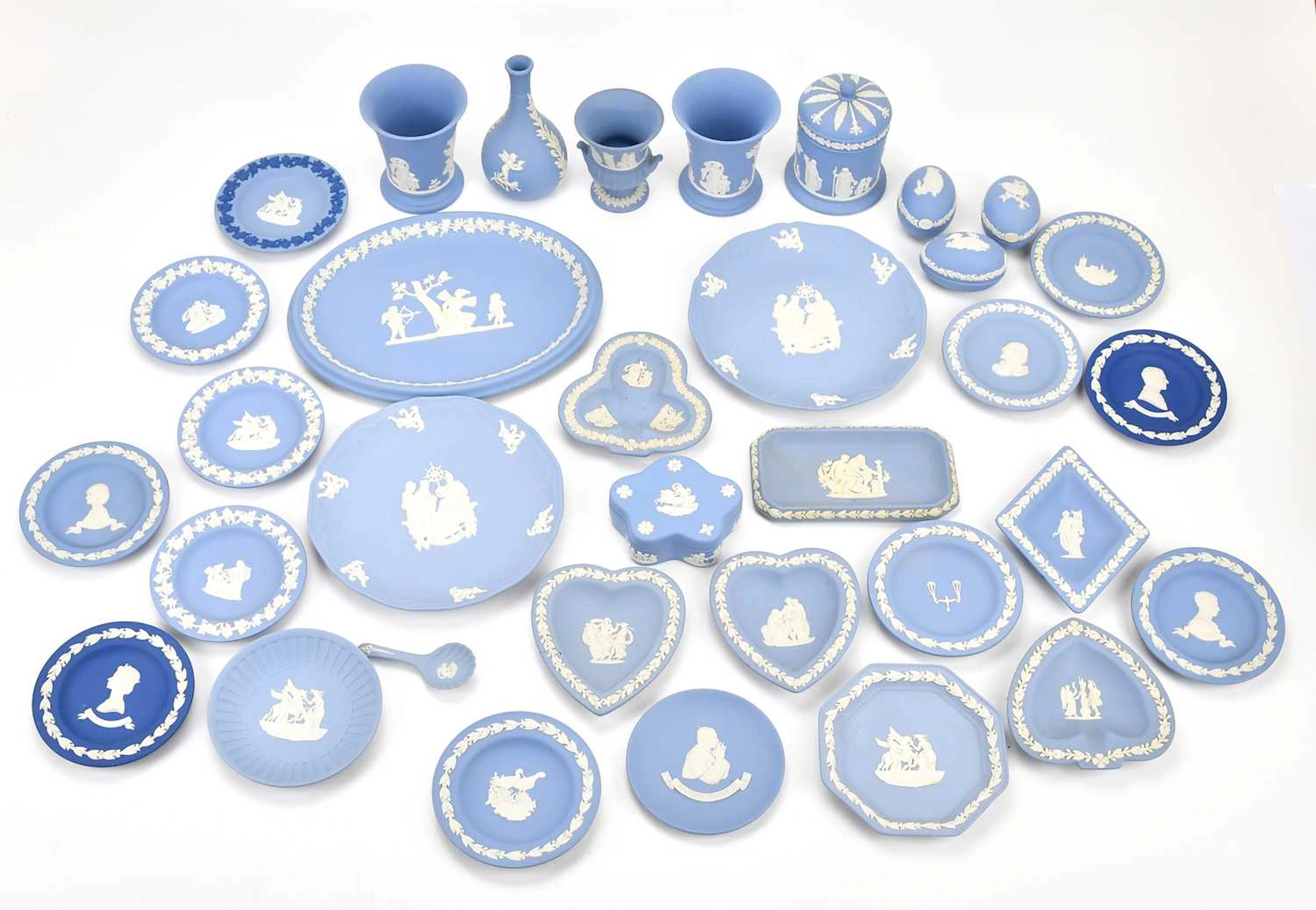 WEDGWOOD; a collection of jasperware including pin dishes