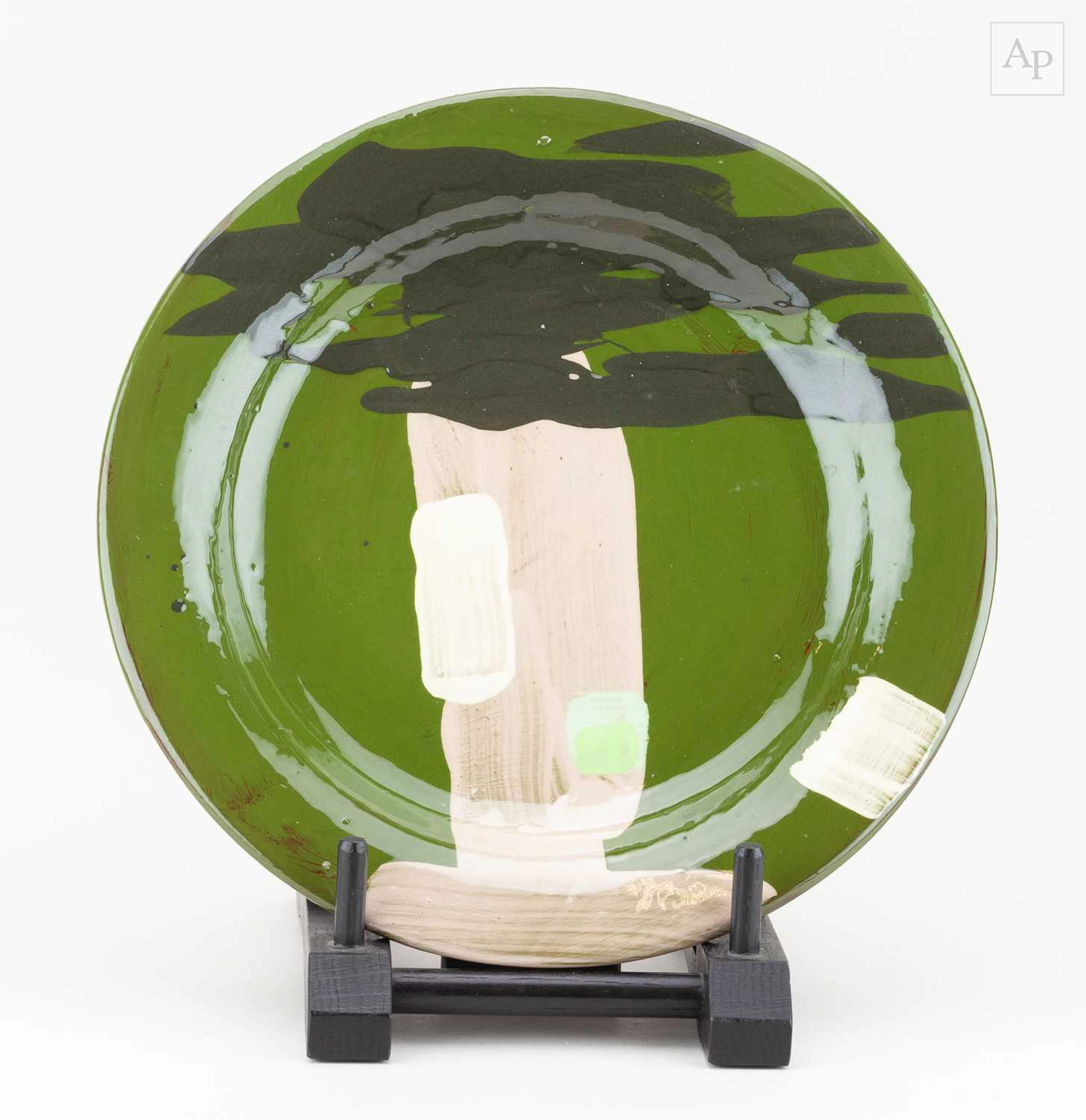 BRUCE McLEAN (born 1944); a large earthenware plate with...