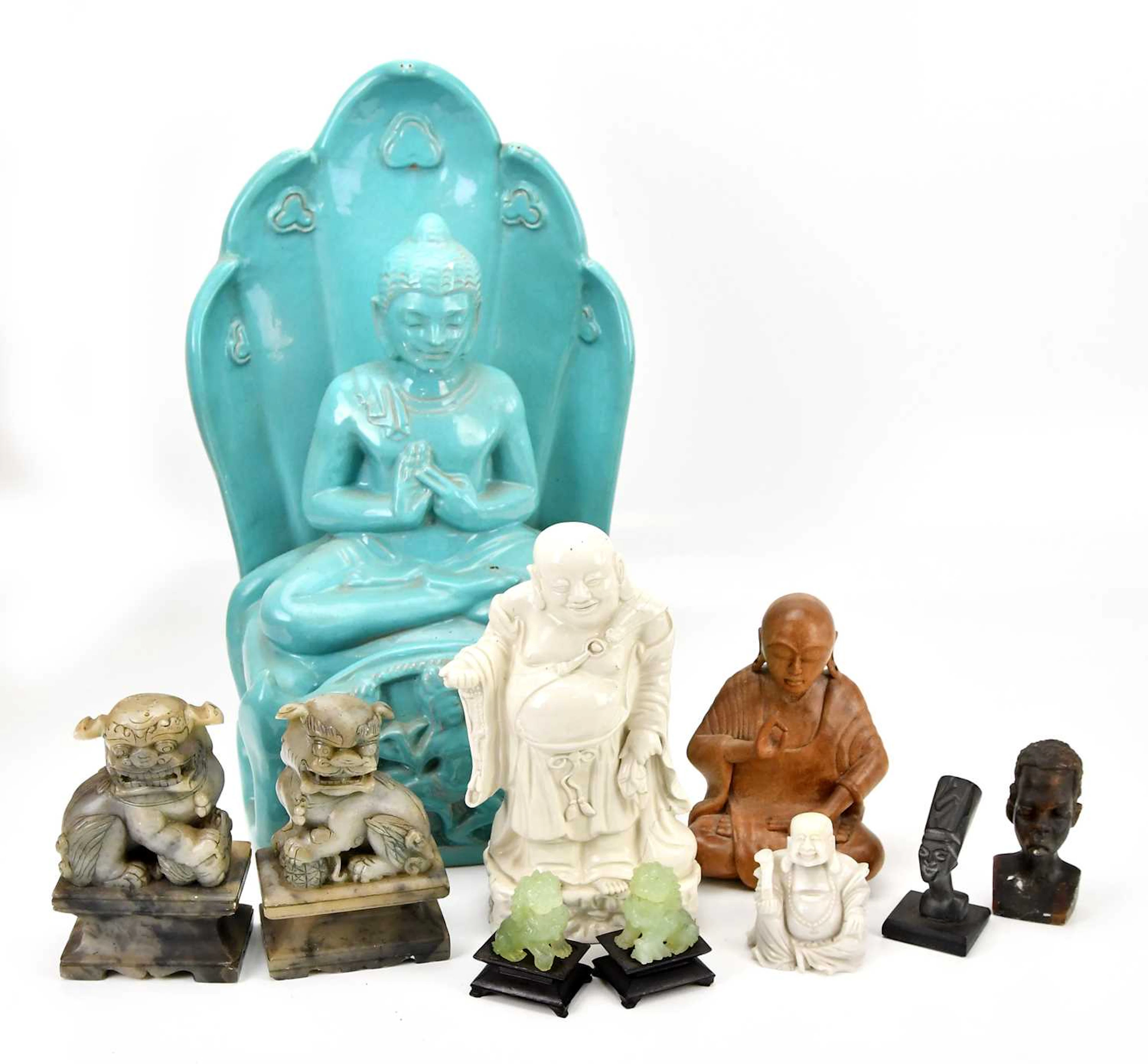 A large decorative turquoise glazed ceramic light of Guanyin