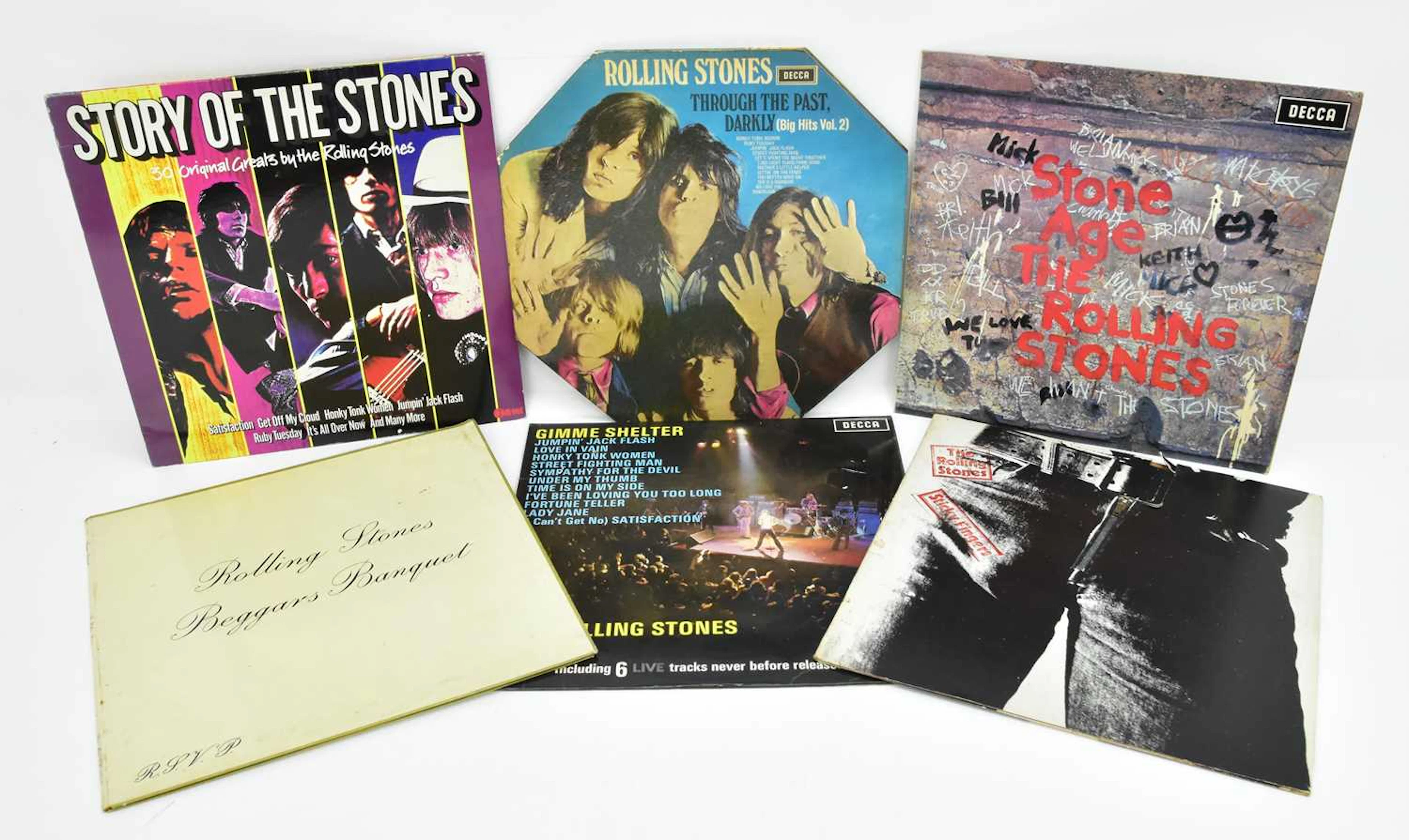 THE ROLLING STONES; six albums comprising 'Beggars Banquet' on UK red mono