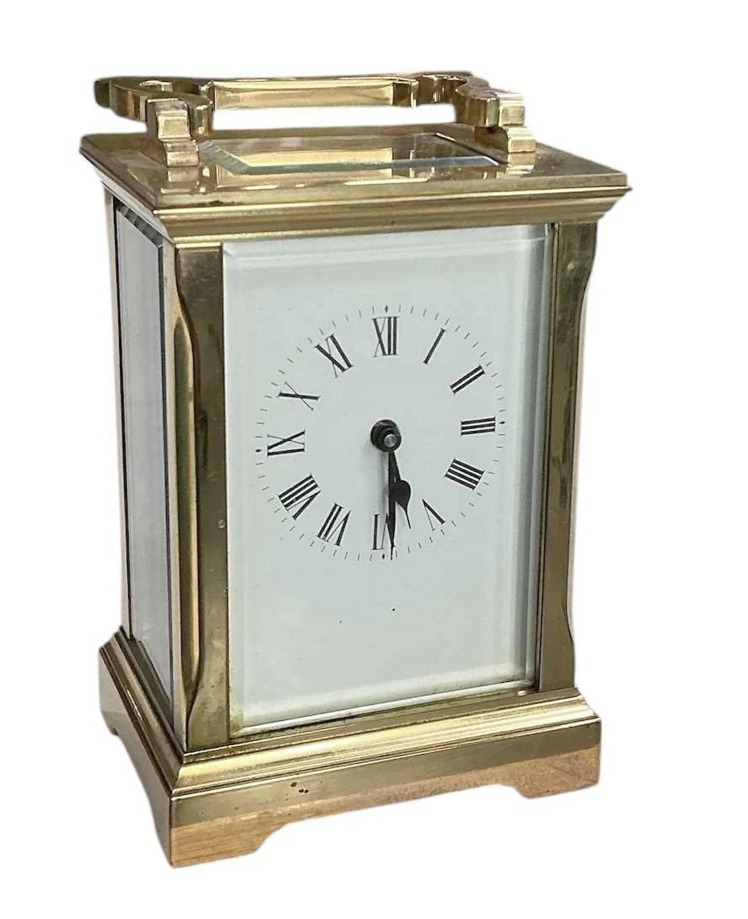 A late 19th/early 20th century French brass cased carriage clock