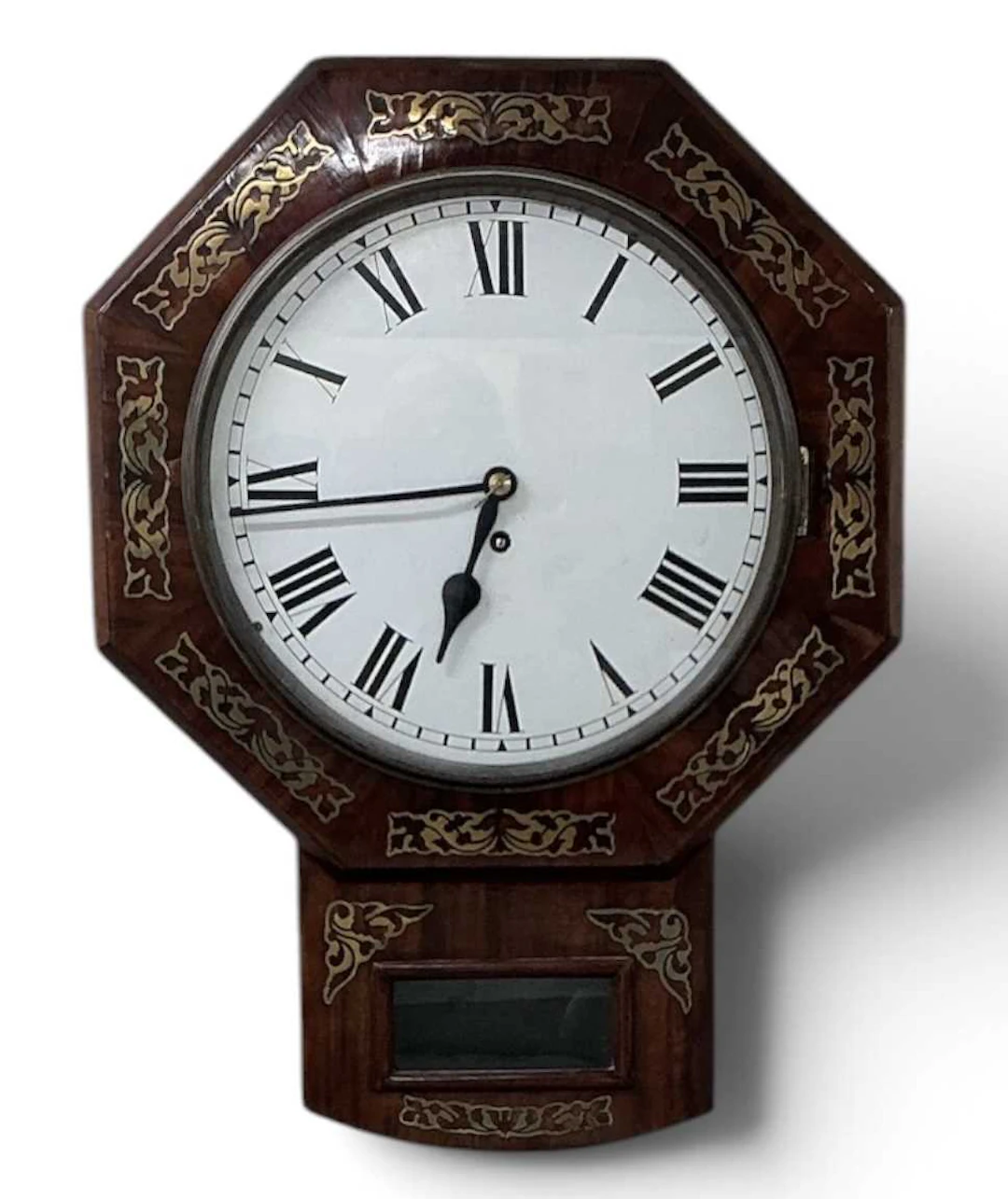 A good 19th century rosewood brass inlaid wall clock