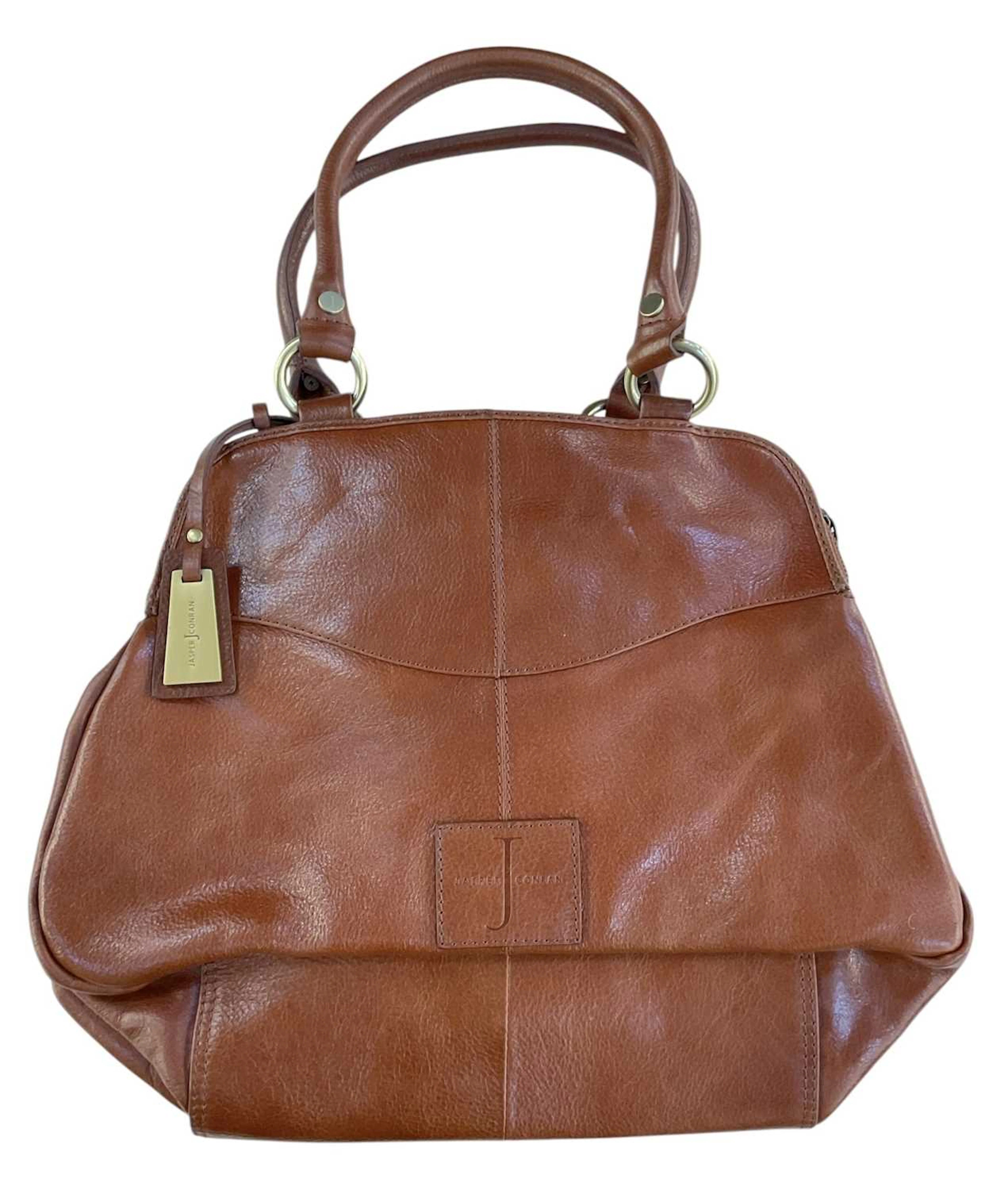JASPER CONRAN; a lady's brown leather two section handbag