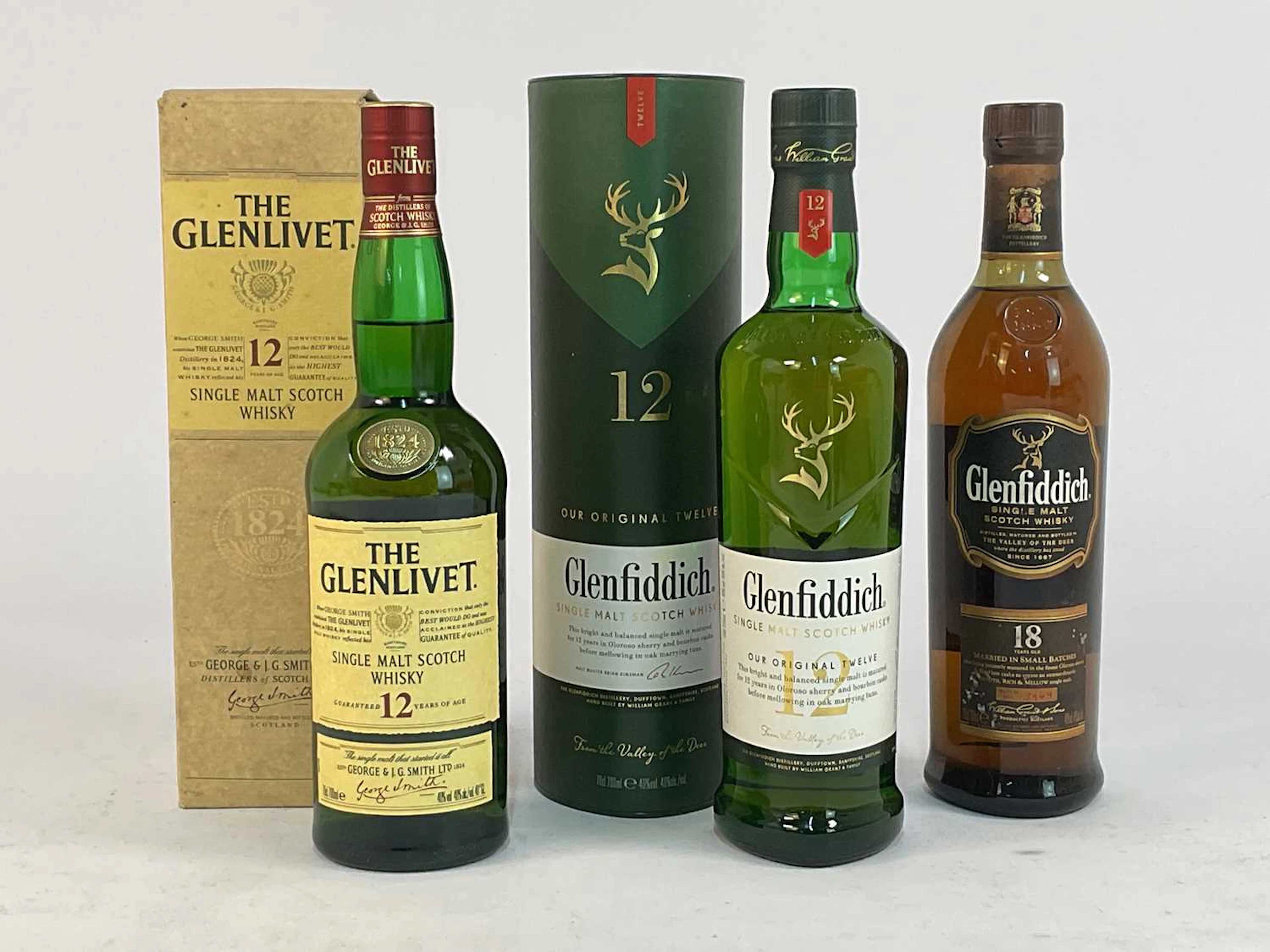 WHISKY; a bottle of The Glenlivet 12 year old single malt Scotch whisky