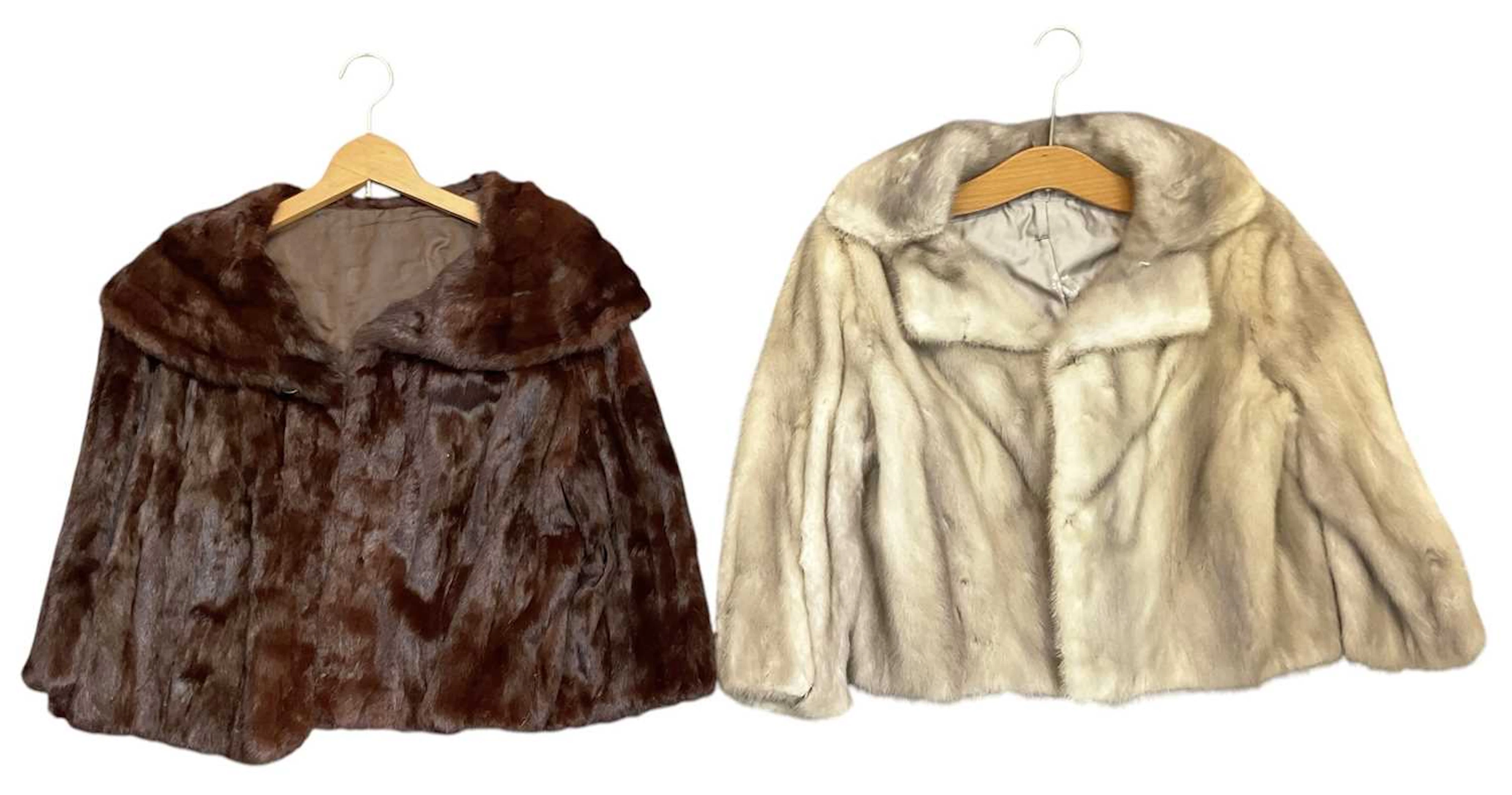 Two vintage fur coats comprising a silver fox coat with silver silk lining