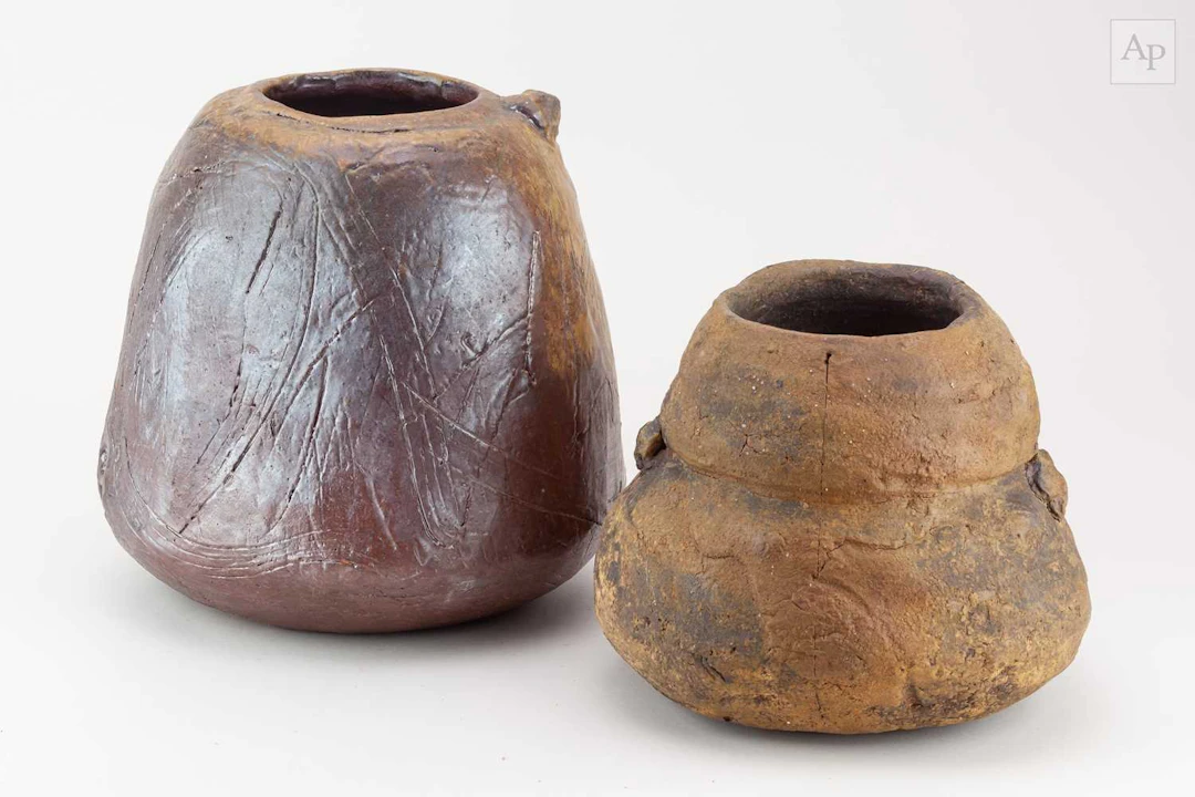 CHARLES BOUND (born 1939); a wood fired stoneware vessel covered in ash glaze