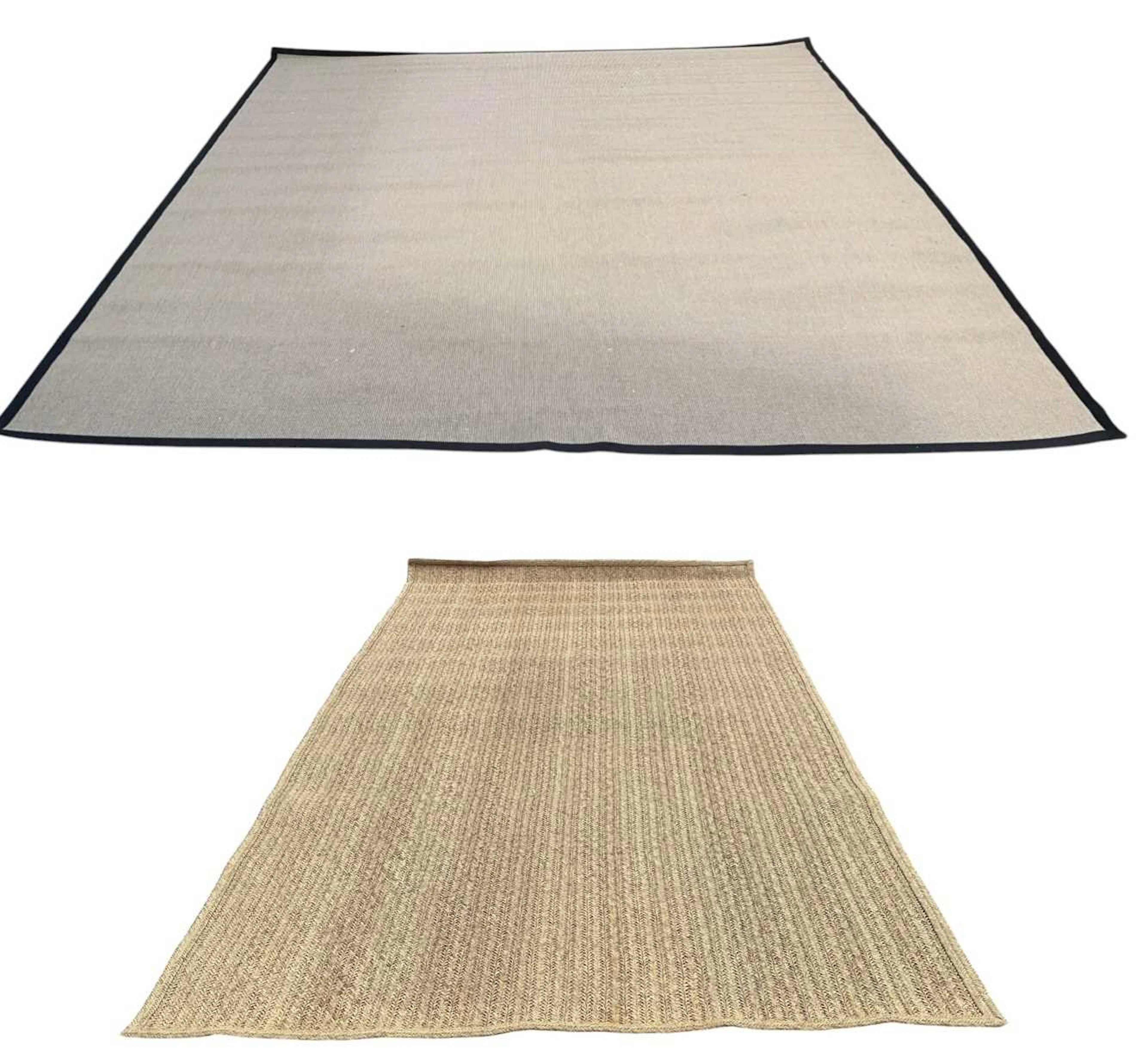 A large modern machine made woollen ground black and beige carpet