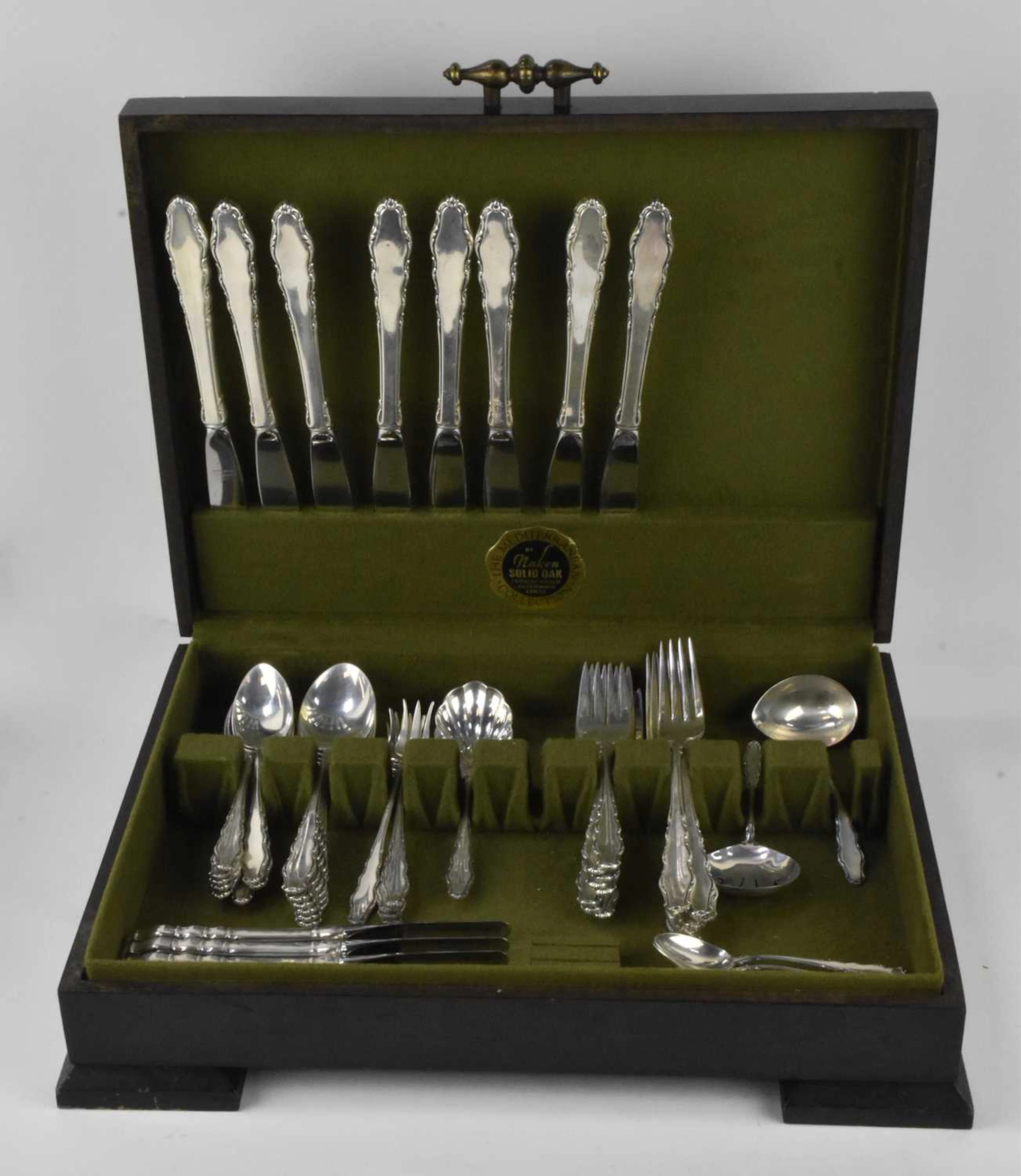 REED & BARTON; a cased part setting canteen of sterling silver cutlery