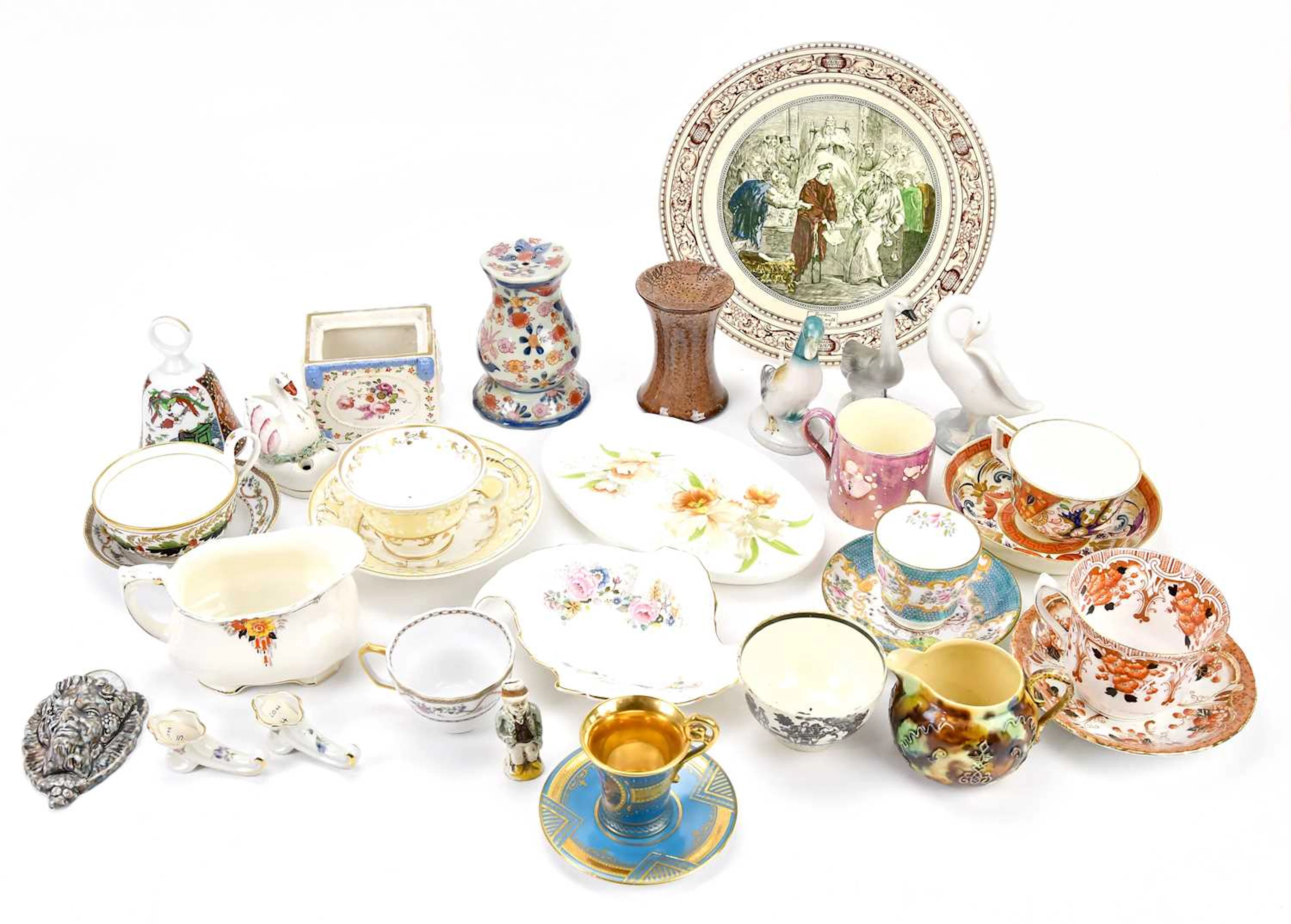 A collection of ceramics including an Adams plate